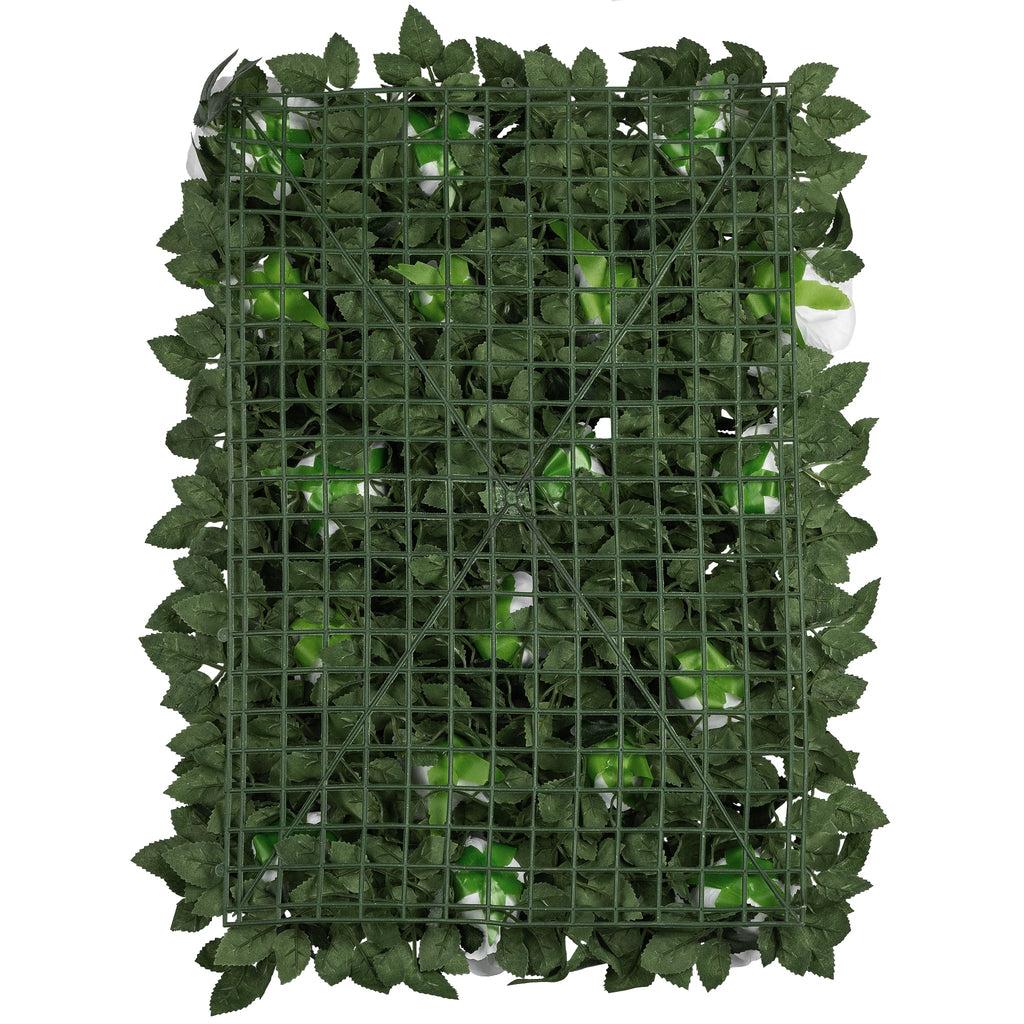 Silk Greenery with Roses Wall Backdrop Panel - White - CV Linens