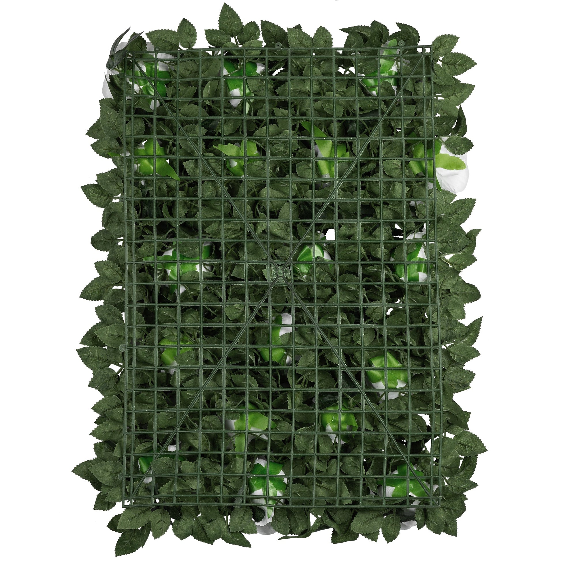 Silk Greenery with Roses Wall Backdrop Panel - White - CV Linens