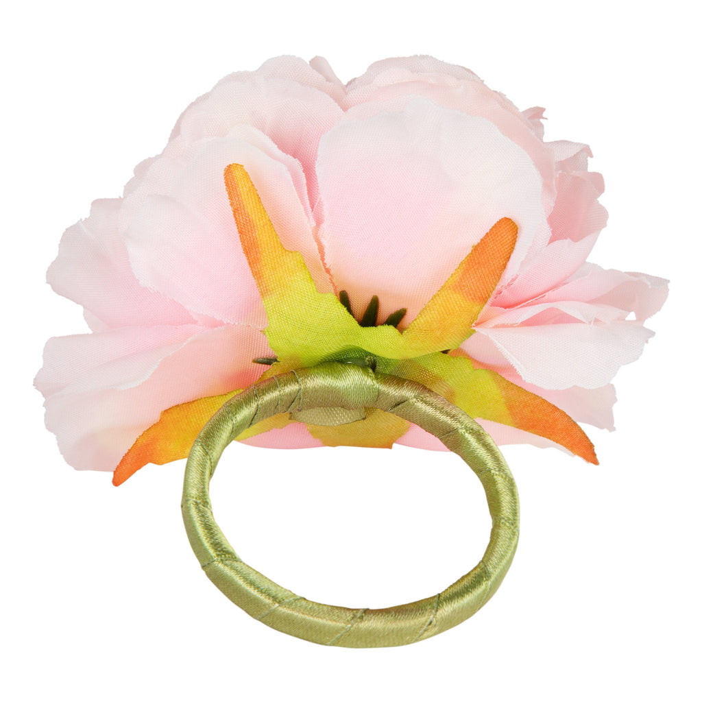Silk Peony Flower Napkin Ring Holder (10 Count)- Pink - CV Linens