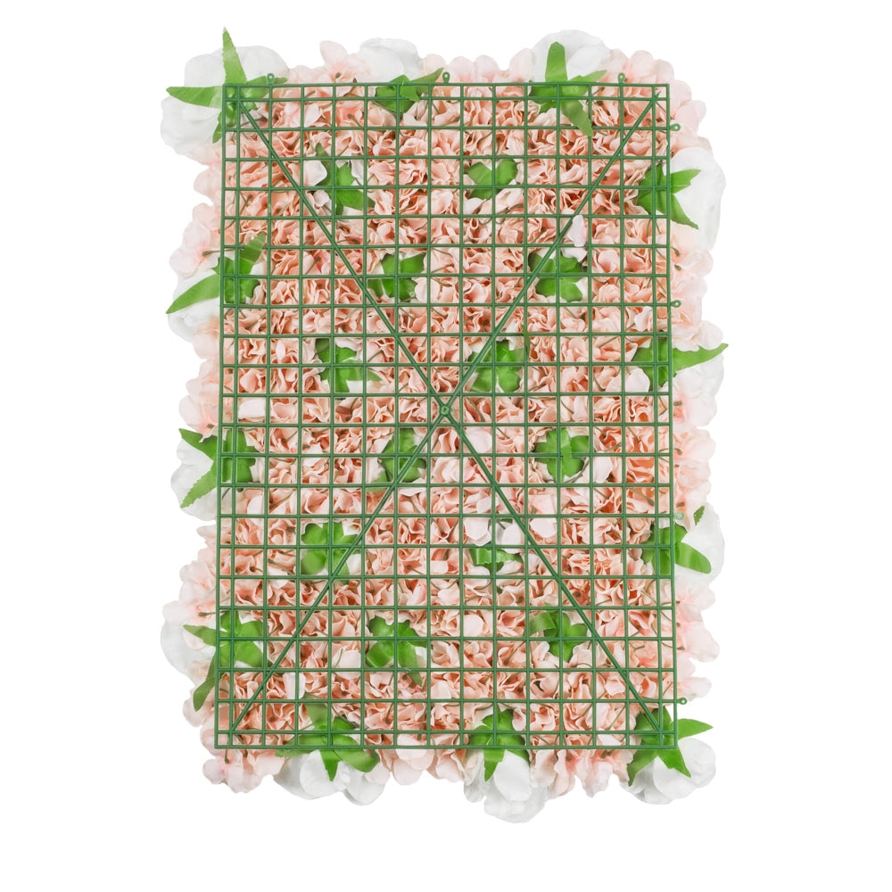 Silk Roses/Hydrangeas Flower Wall Backdrop Panel - Cream & Light Pink - CV Linens
