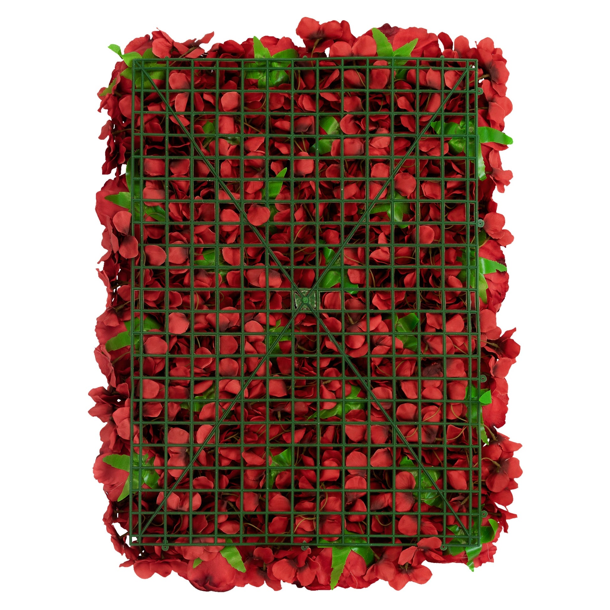 Silk Roses/Hydrangeas Flower Wall Backdrop Panel - Apple Red - CV Linens