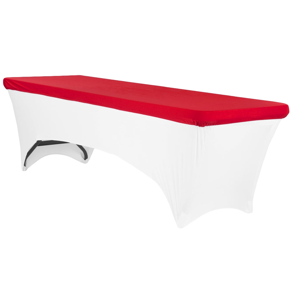 Spandex Table Topper/Cap 8 FT Rectangular - Red - CV Linens