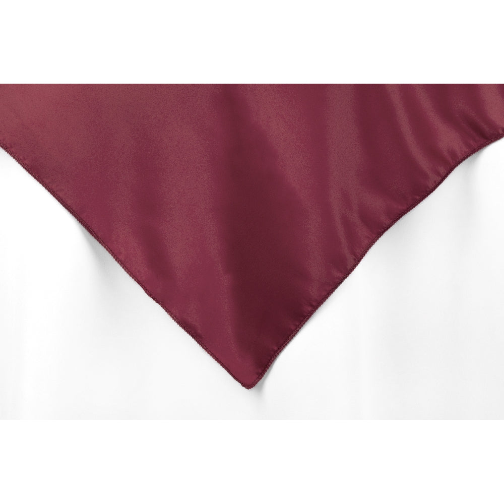 Square 90"x90" Lamour Satin Table Overlay - Burgundy - CV Linens