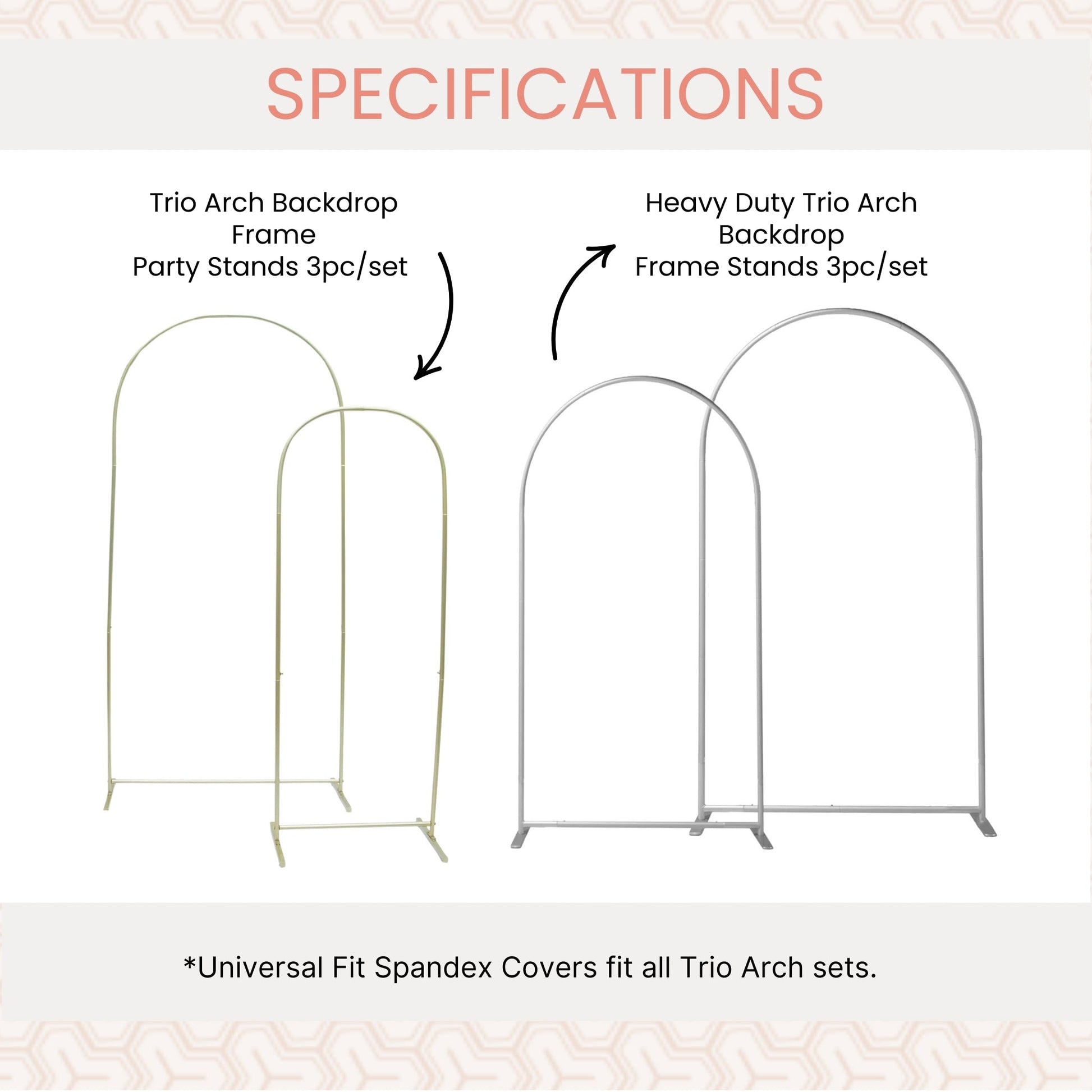 Universal Fit Spandex Covers for All Trio Arch Backdrop Stand (4 pcs)  - Ivory