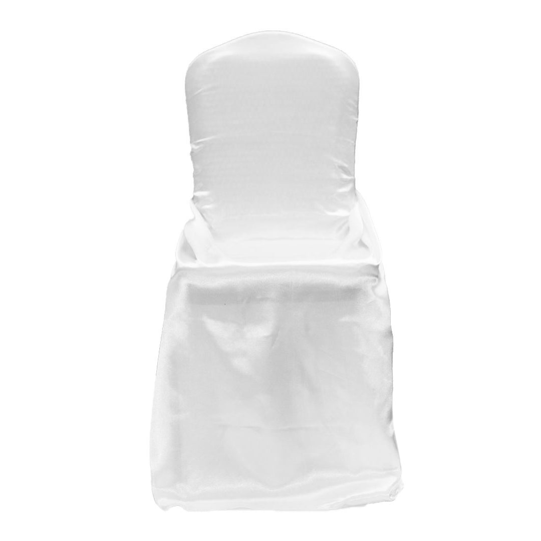 Universal Satin Self Tie Chair Cover - White - CV Linens