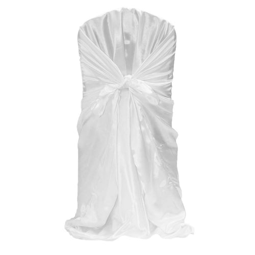 Universal Satin Self Tie Chair Cover - White - CV Linens