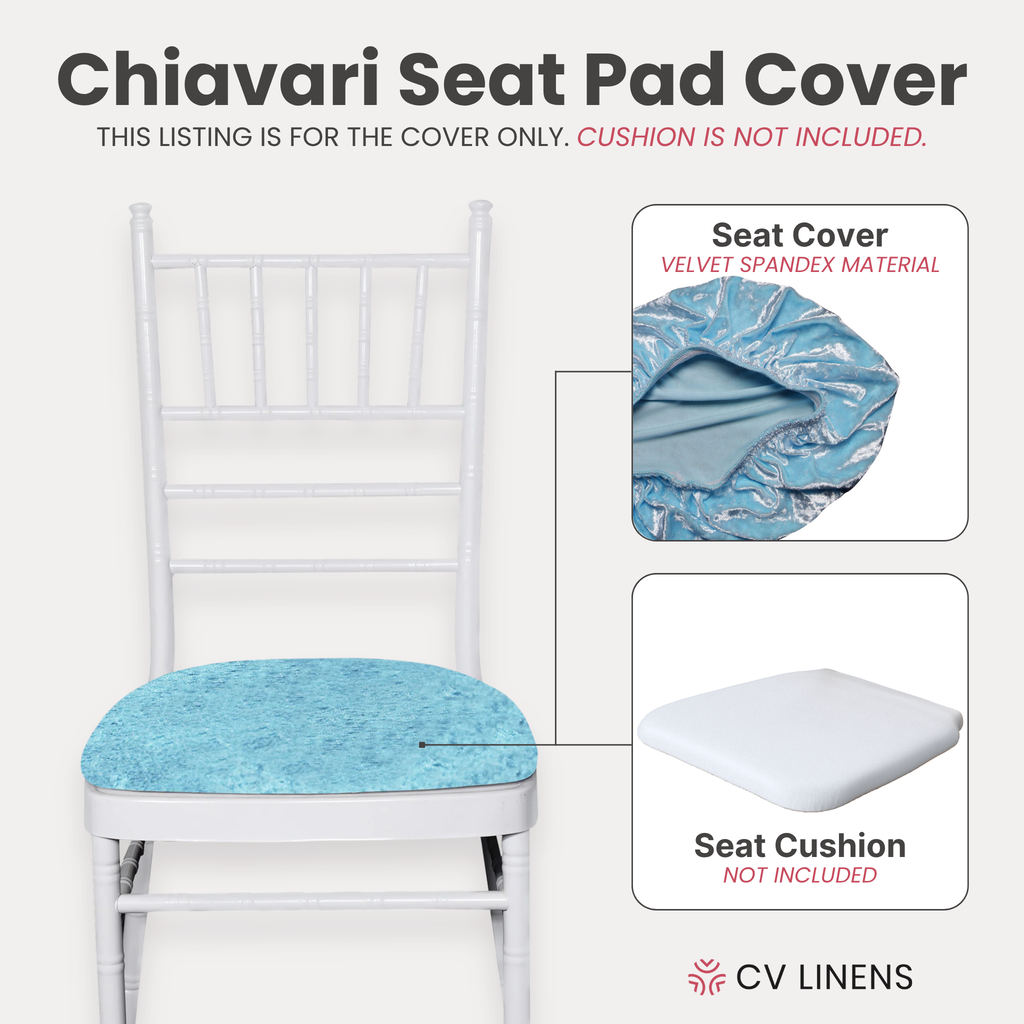 5 pcs/pk Velvet Spandex Chiavari Seat Pad Cover - Baby Blue

