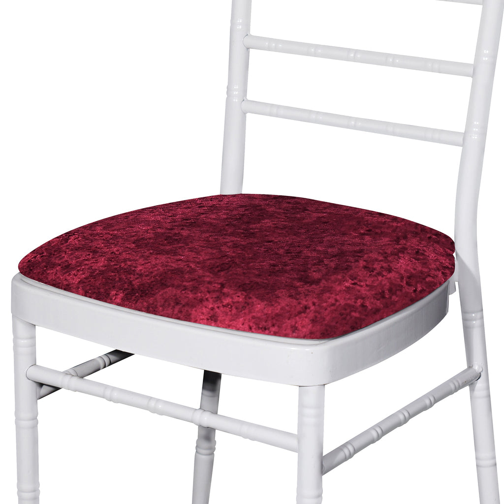 CV Linens 5 pcs/pk Velvet Spandex Chiavari Seat Pad Cover - Burgundy