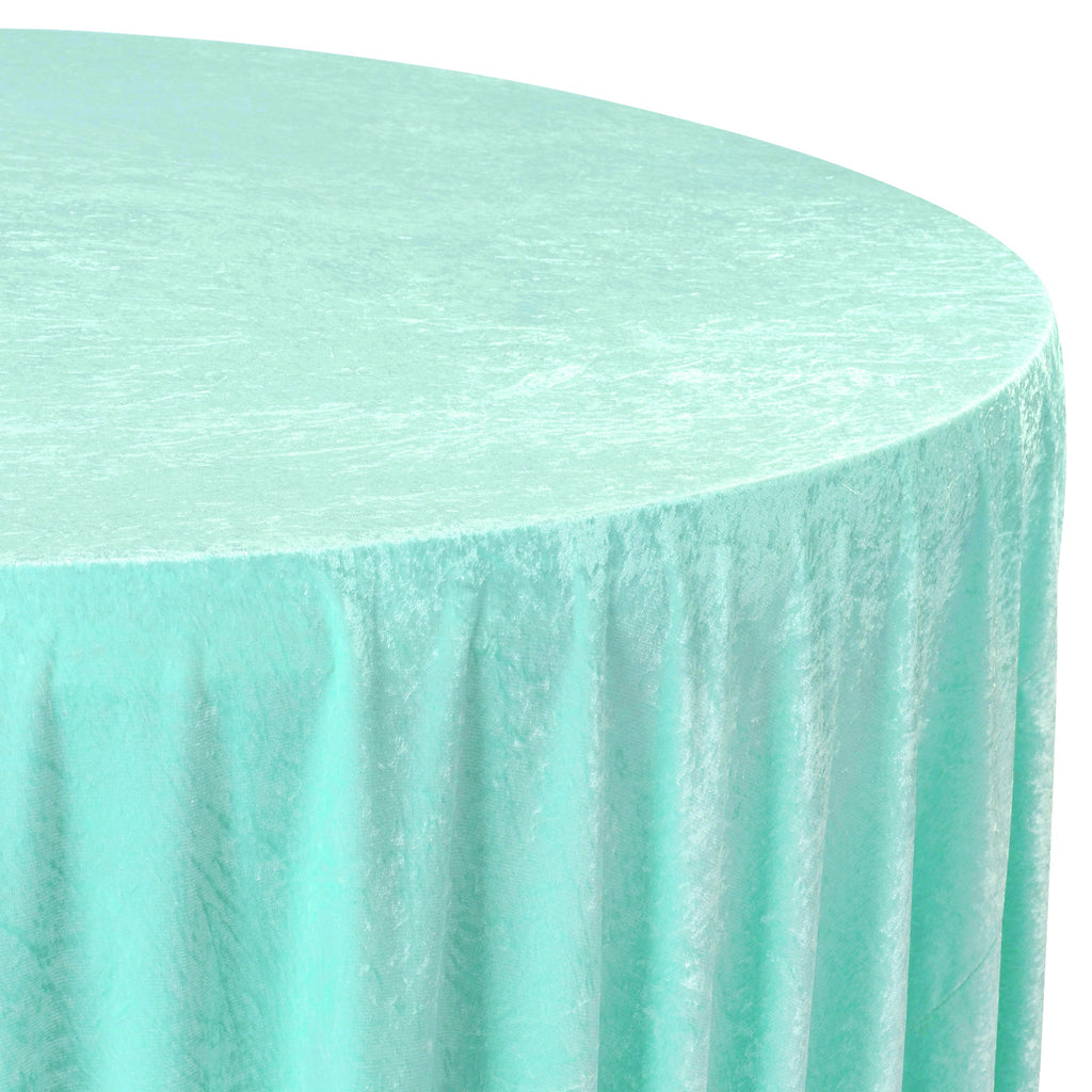 Velvet 120" Round Tablecloth - Light Turquoise - CV Linens