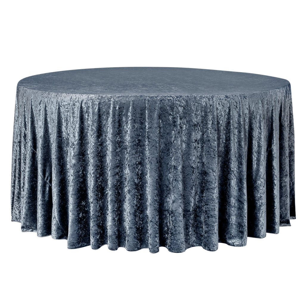 Velvet 120" Round Tablecloth - Dark Slate Blue - CV Linens