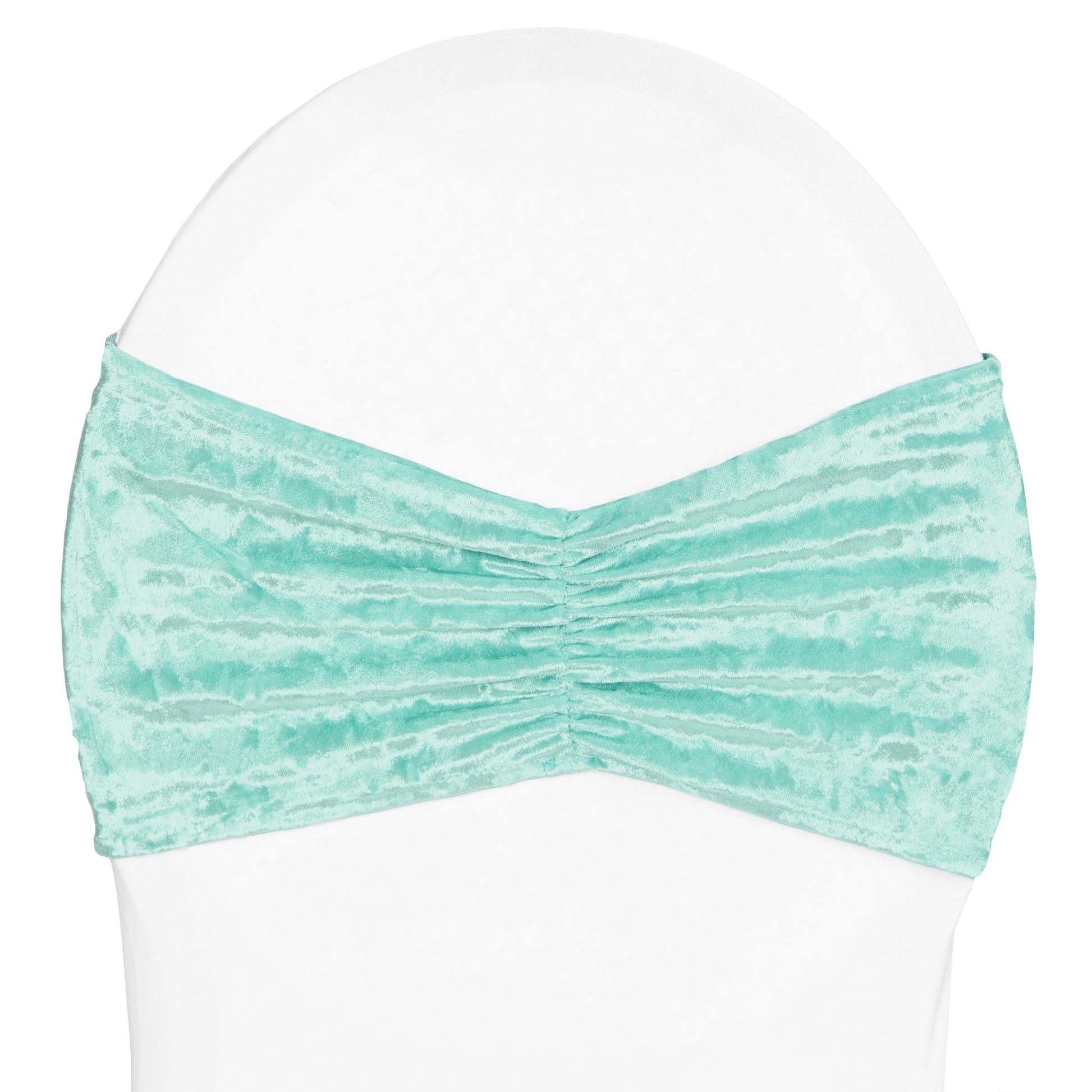 Velvet Ruffle Stretch Chair Band - Light Turquoise - CV Linens