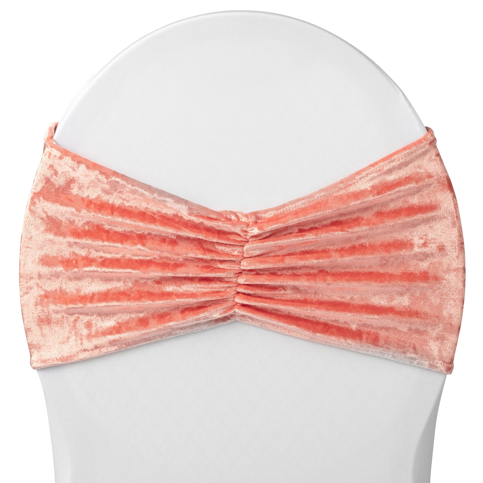 Velvet Ruffle Stretch Chair Band - Coral - CV Linens