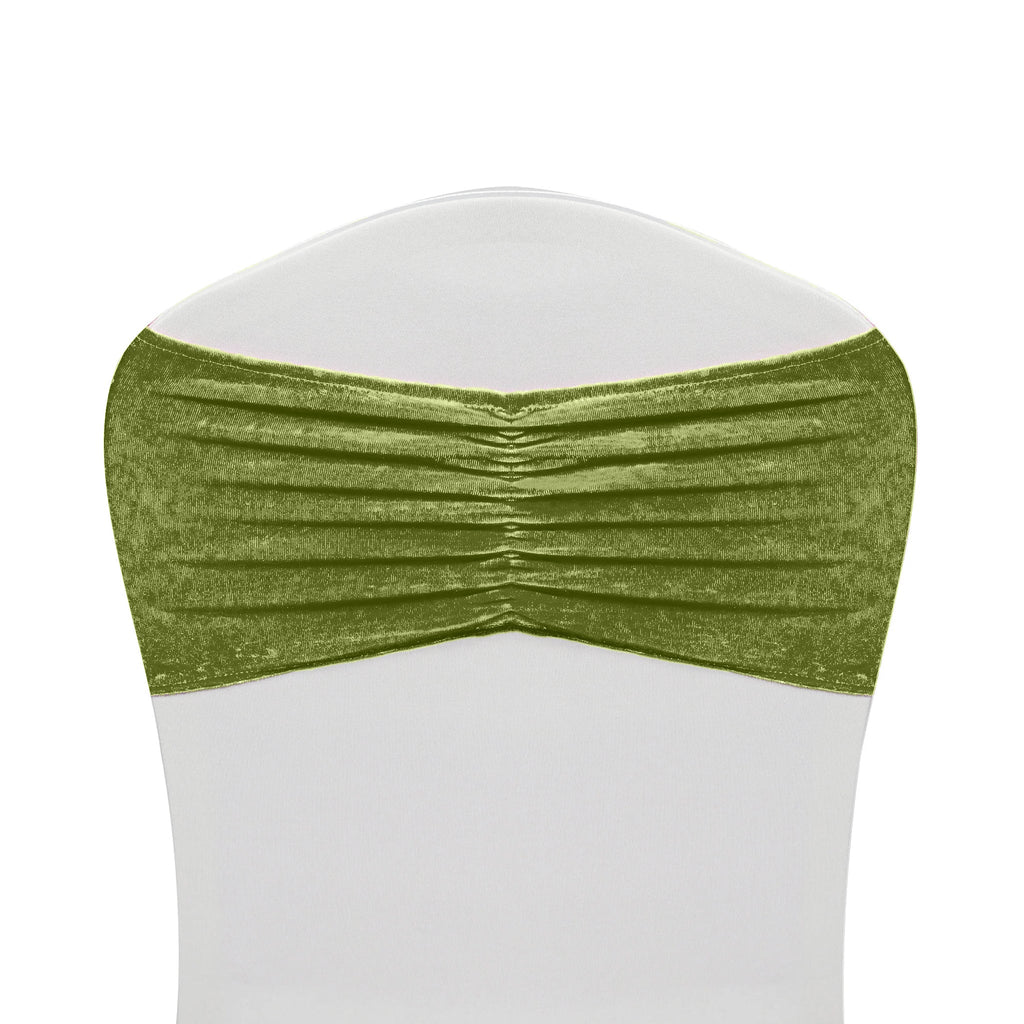 Velvet Ruffle Stretch Chair Band - Dark Sage Green
