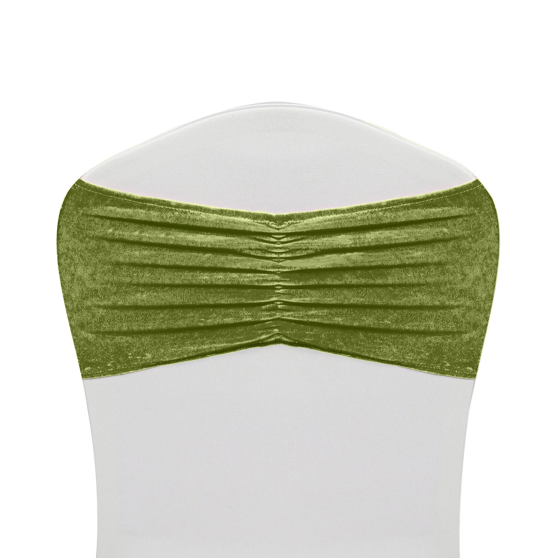 Velvet Ruffle Stretch Chair Band - Dark Sage Green

