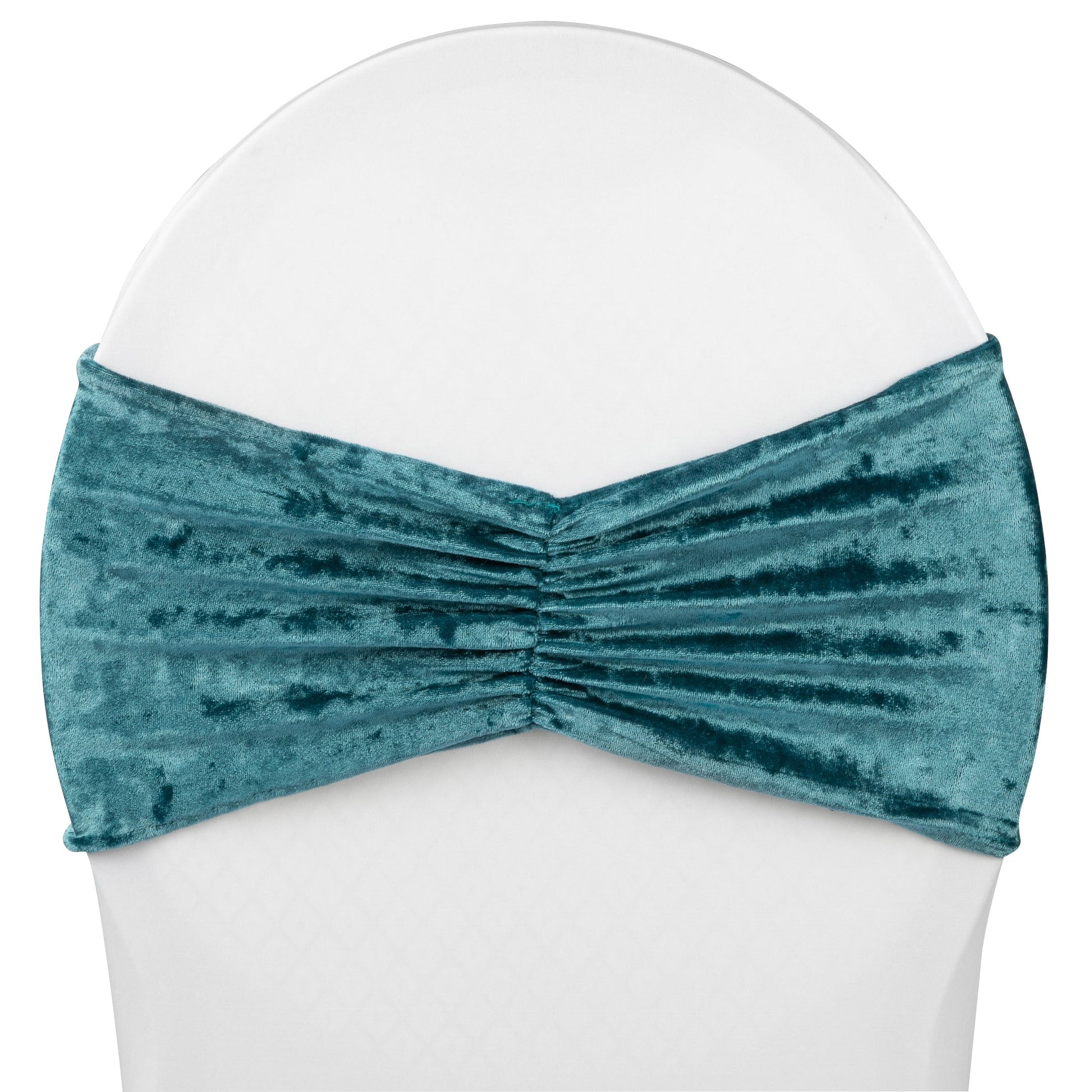 Velvet Ruffle Stretch Chair Band - Dark Turquoise - CV Linens