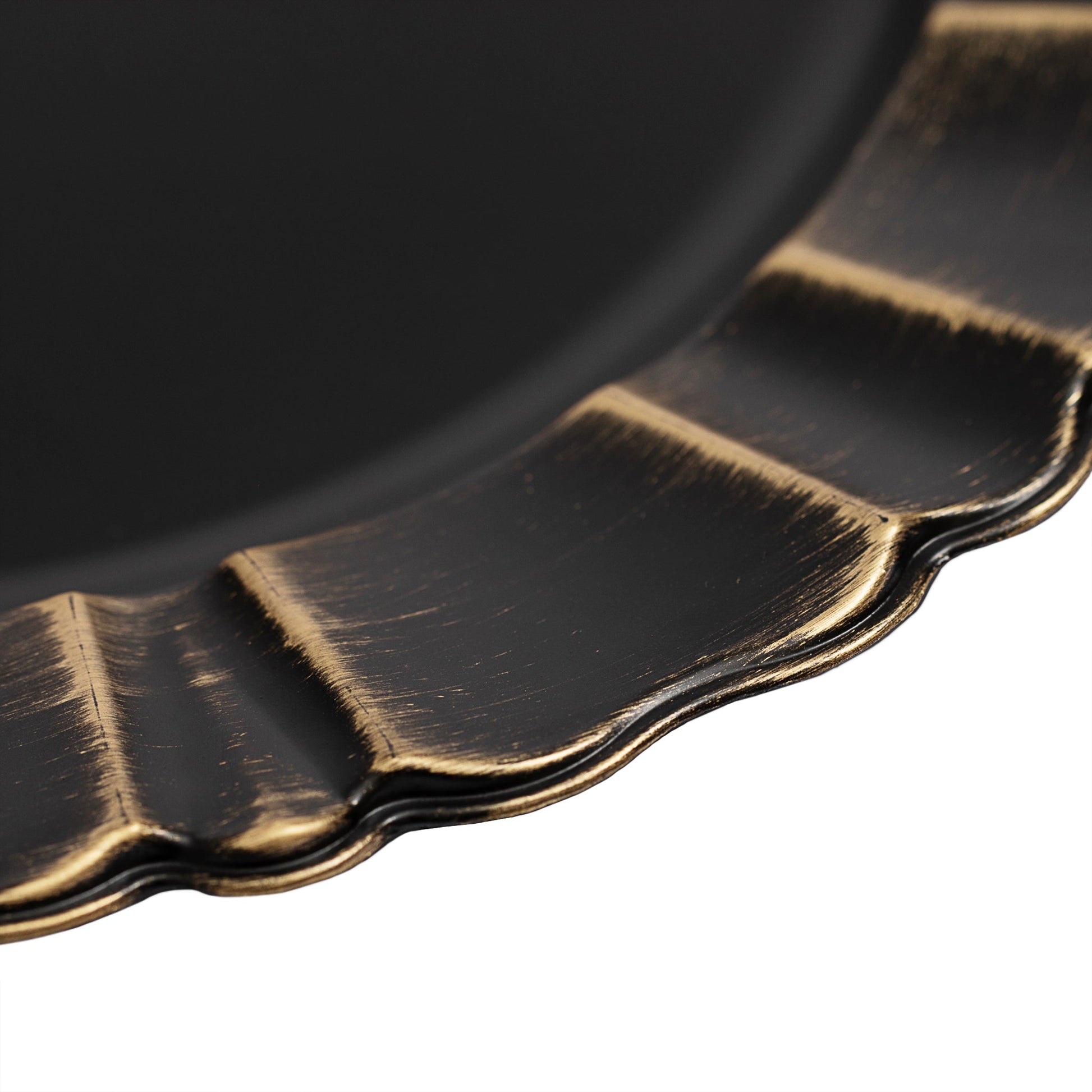 Waved Scalloped Acrylic 13" Charger Plate - Black & Gold - CV Linens