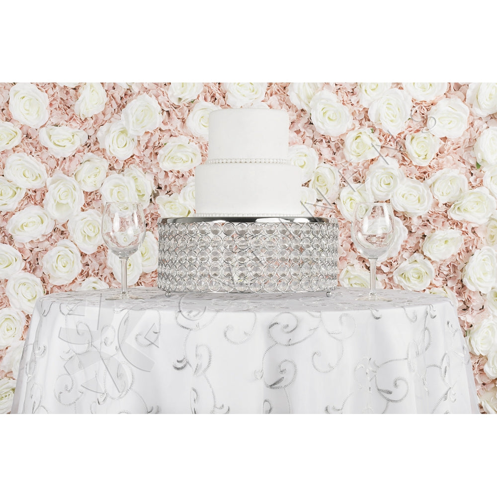 Silk Roses/Hydrangeas Flower Wall Backdrop Panel - Cream & Light Pink - CV Linens
