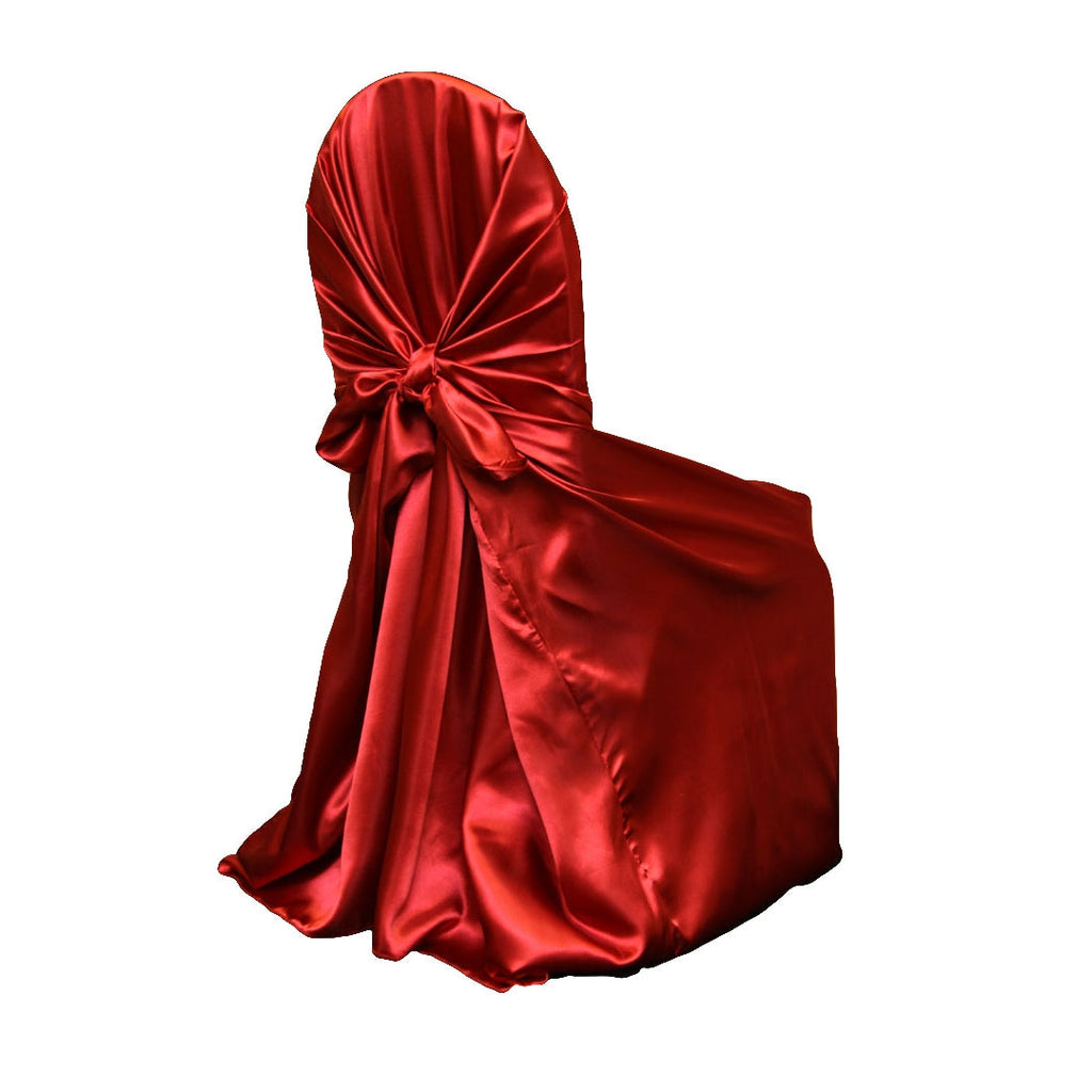 Universal Satin Self Tie Chair Cover - Apple Red - CV Linens