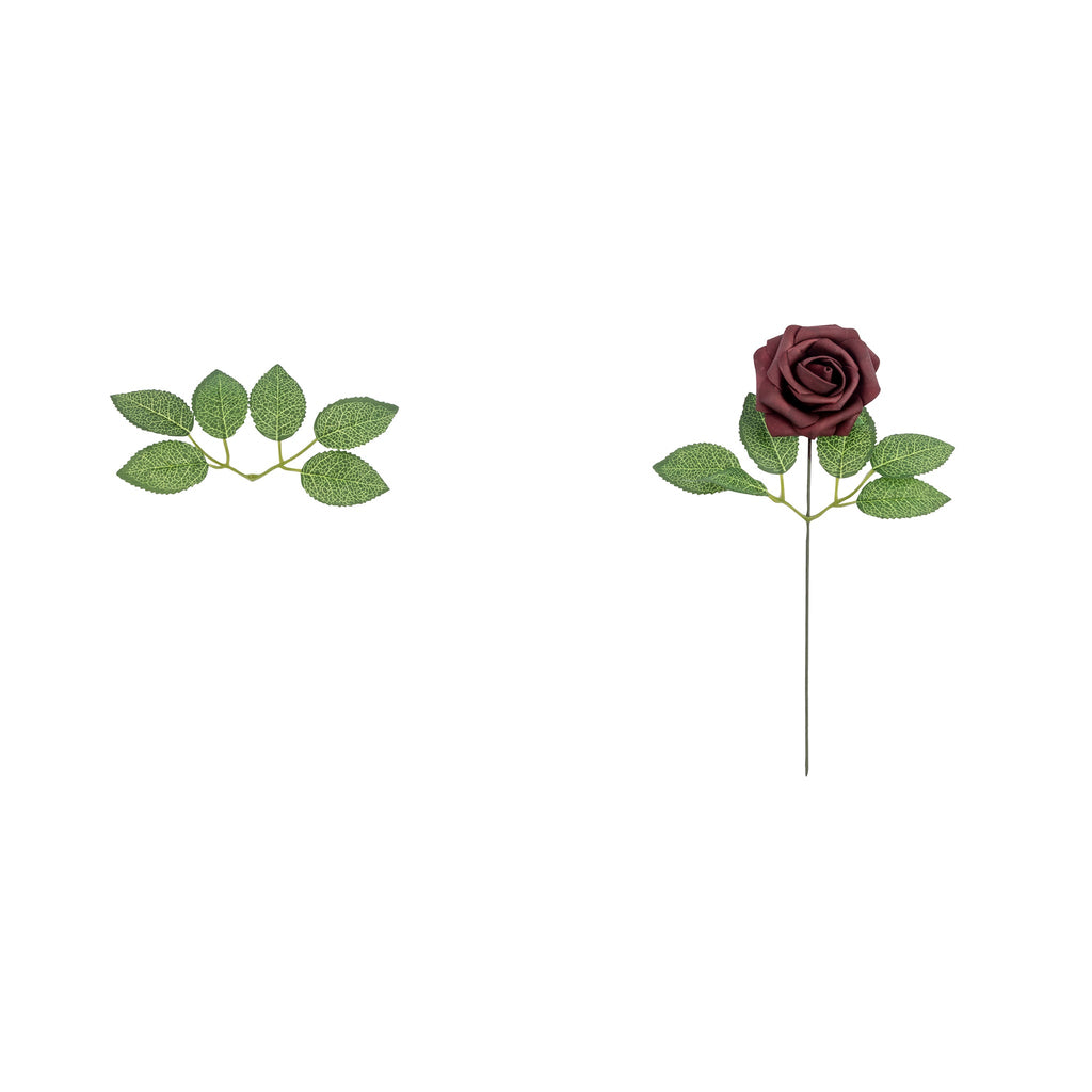Artificial DIY Foam Rose Stems (50 pcs) - Burgundy