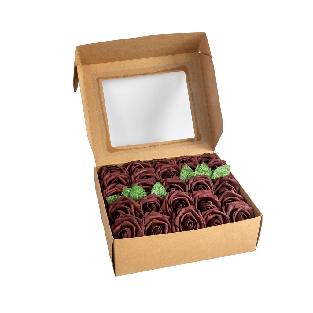 Artificial DIY Foam Rose Stems (50 pcs) - Burgundy