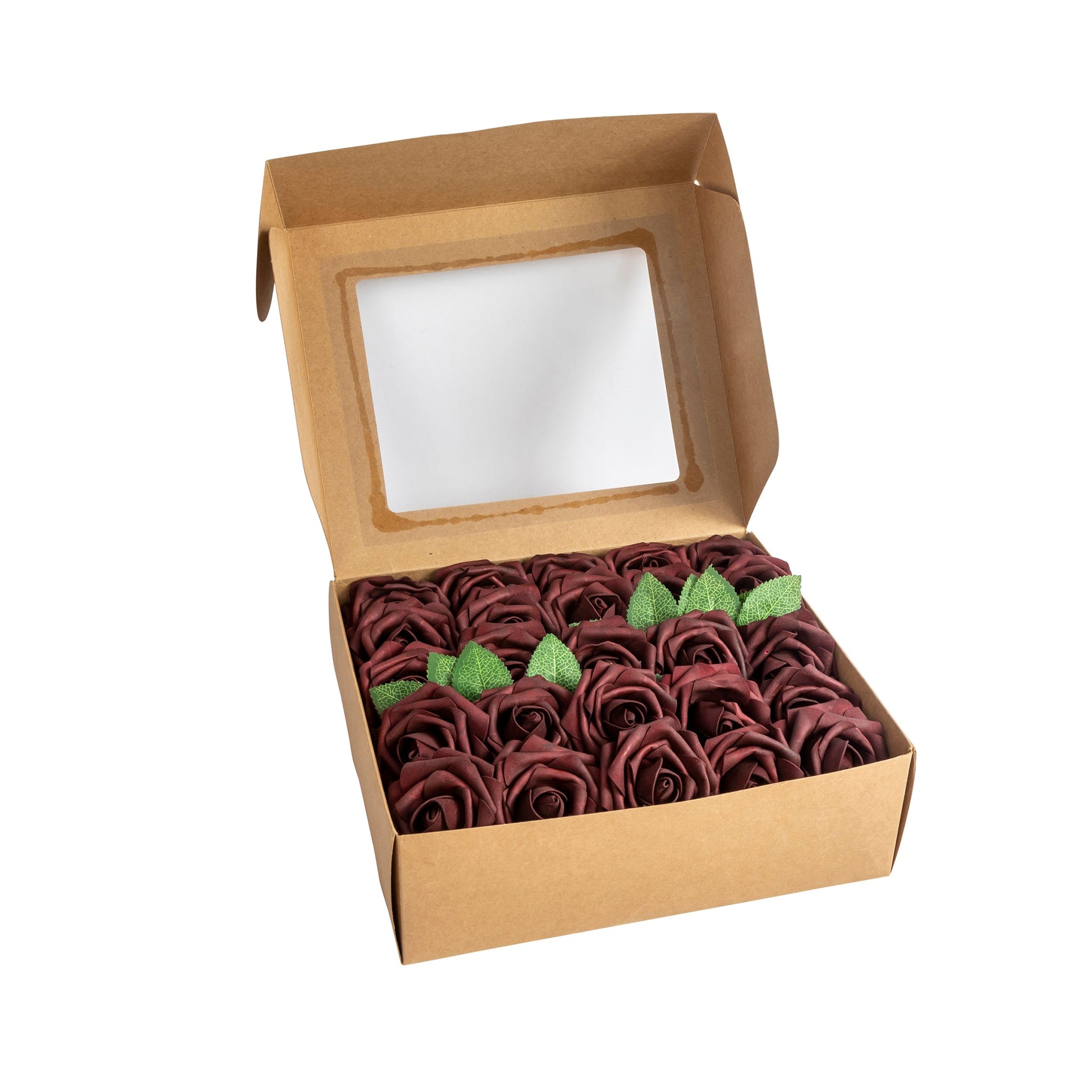 Artificial DIY Foam Rose Stems (50 pcs) - Burgundy