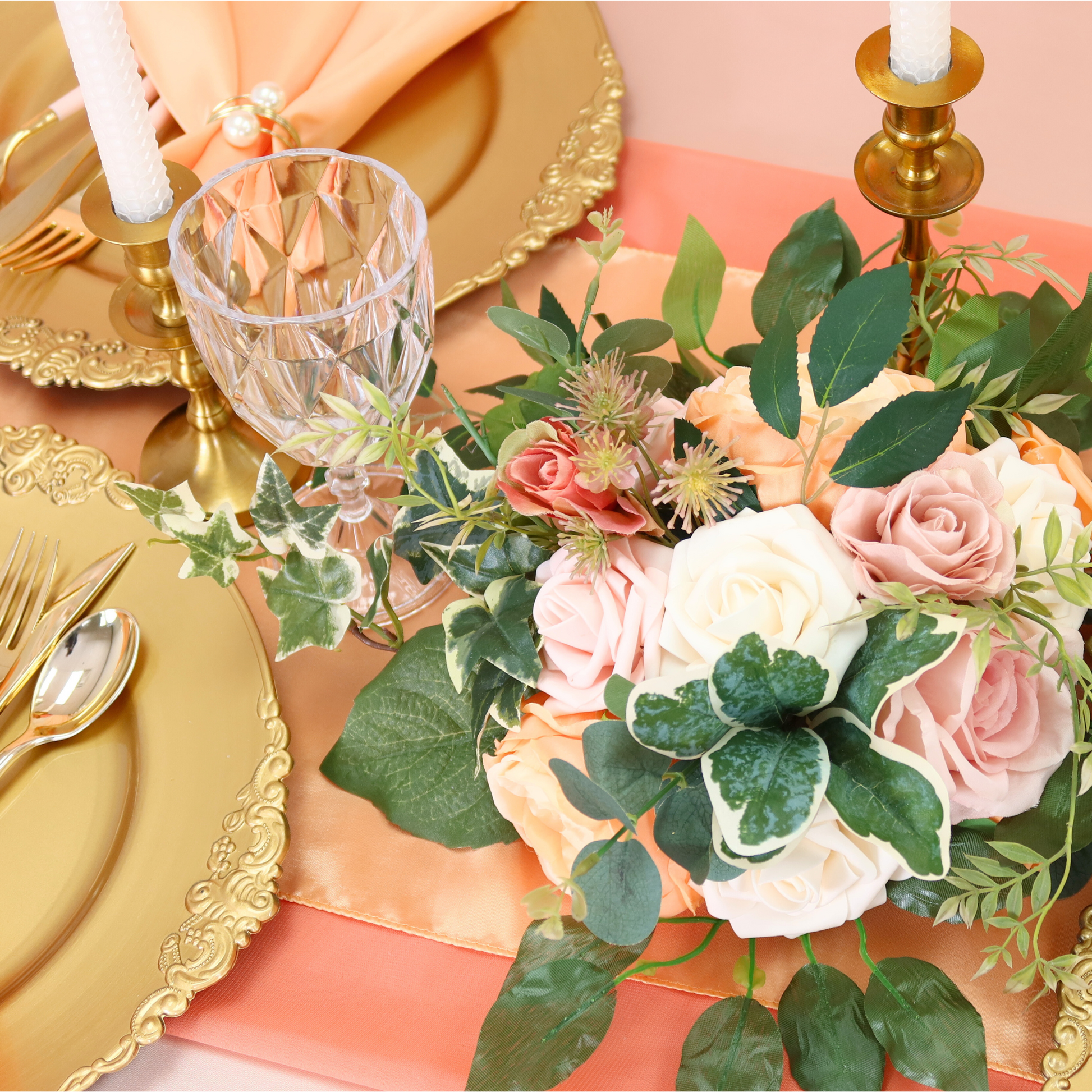 Artificial DIY Foam Rose Stems (50 pcs) - Cream