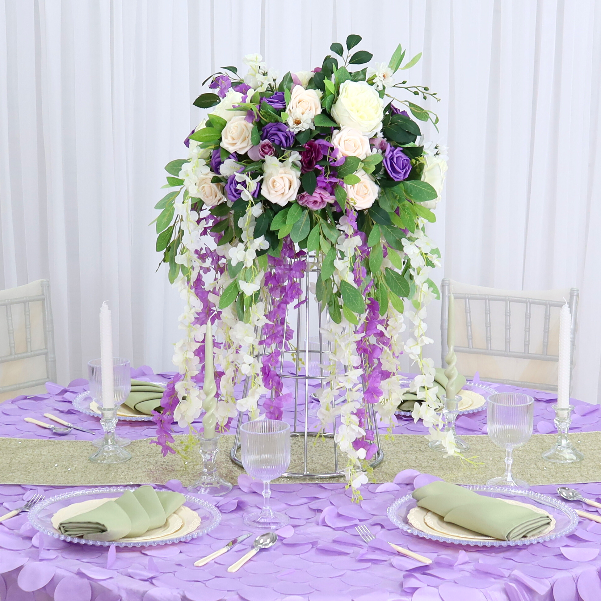 Artificial DIY Foam Rose Stems (50 pcs) - Cream