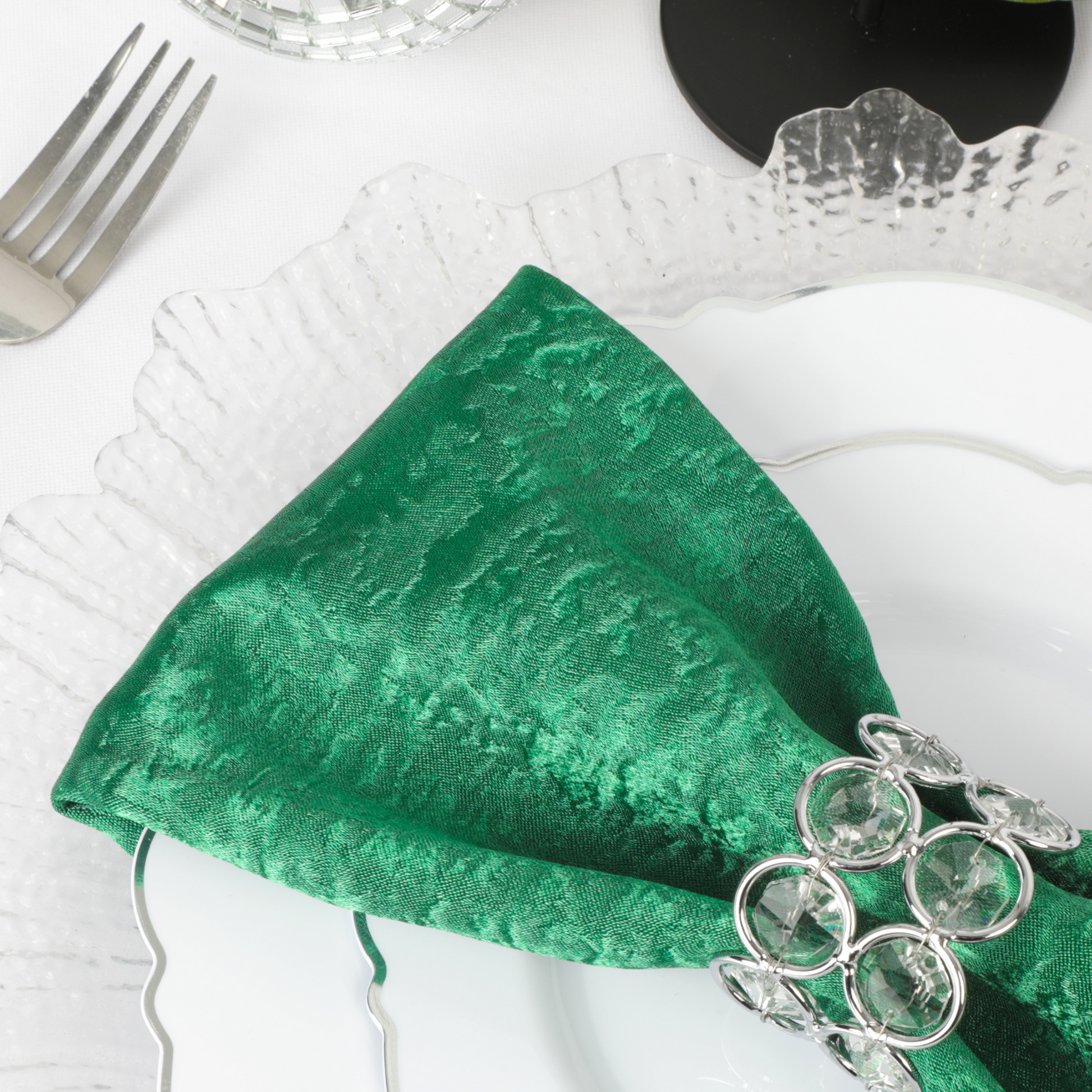 5 pcs/pk Crinkle Shimmer Napkin 20"x20" - Emerald Green