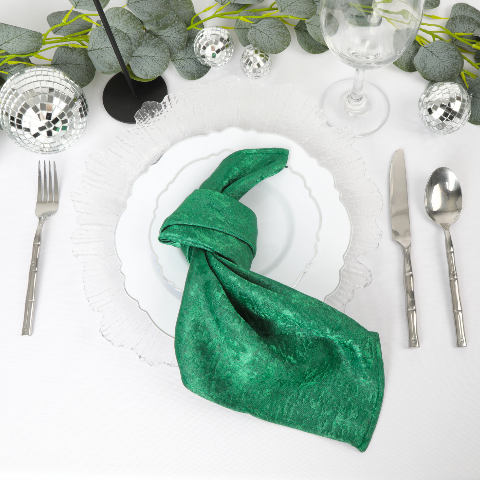 5 pcs/pk Crinkle Shimmer Napkin 20"x20" - Emerald Green
