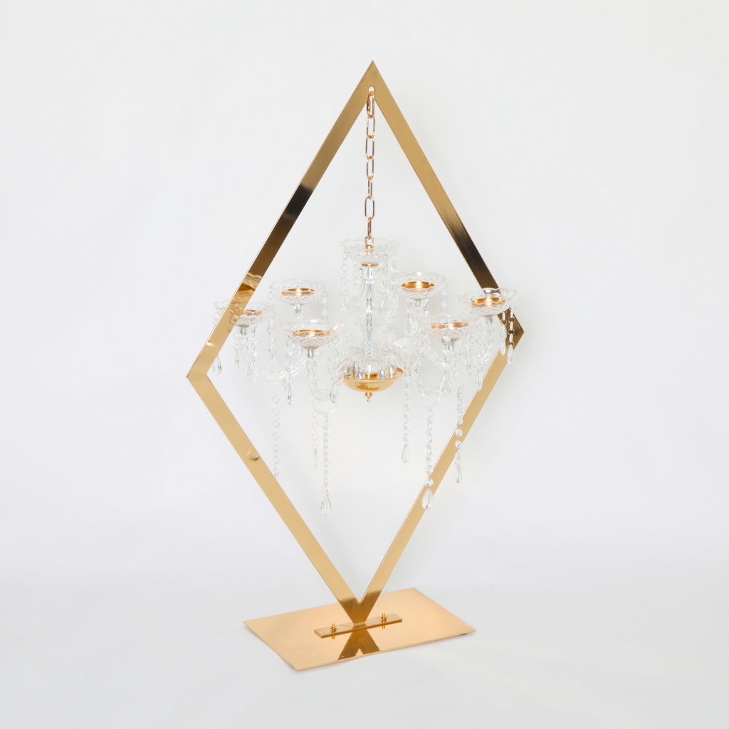 Diamond Shape Centerpiece with Hanging Chandelier