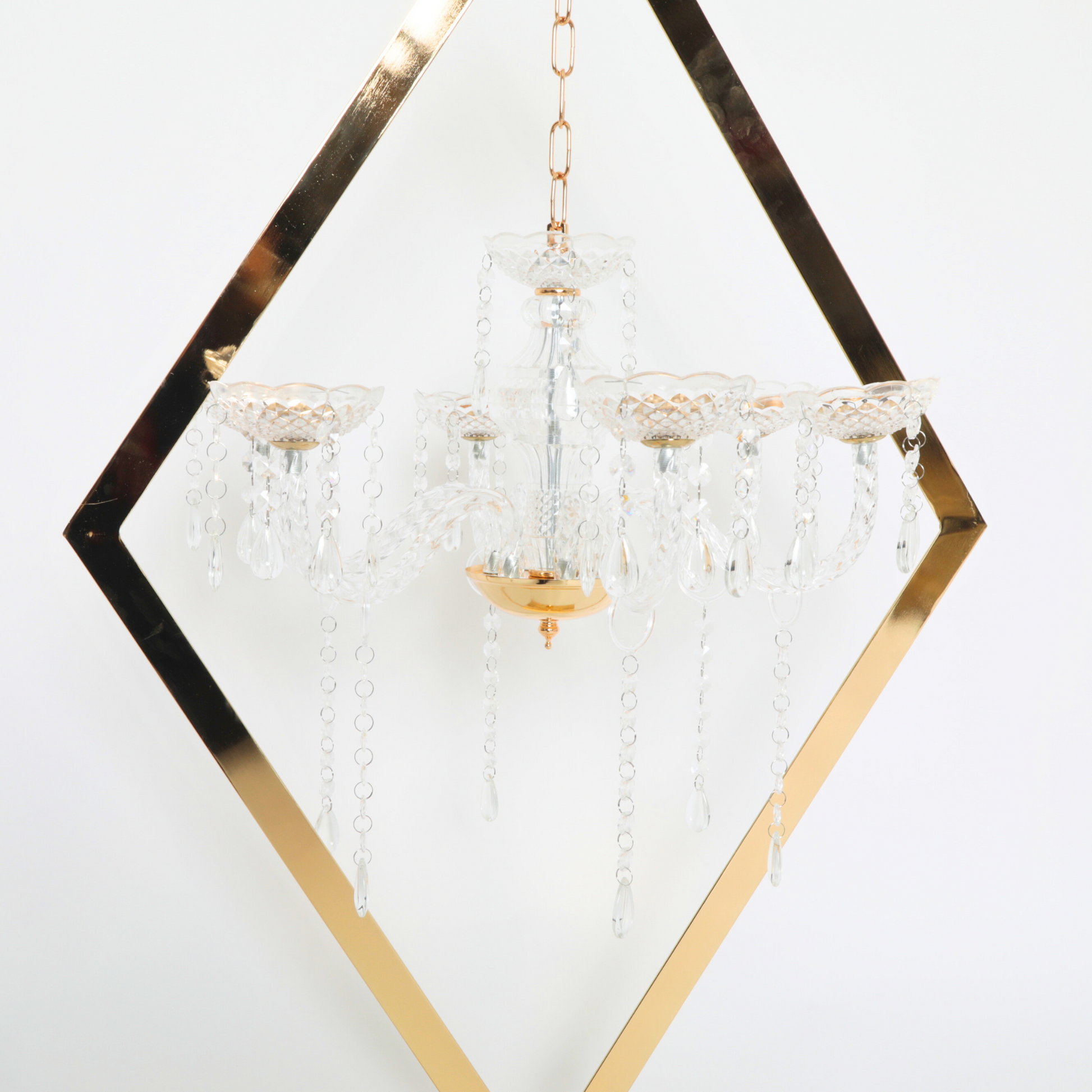 Diamond Shape Centerpiece with Hanging Chandelier