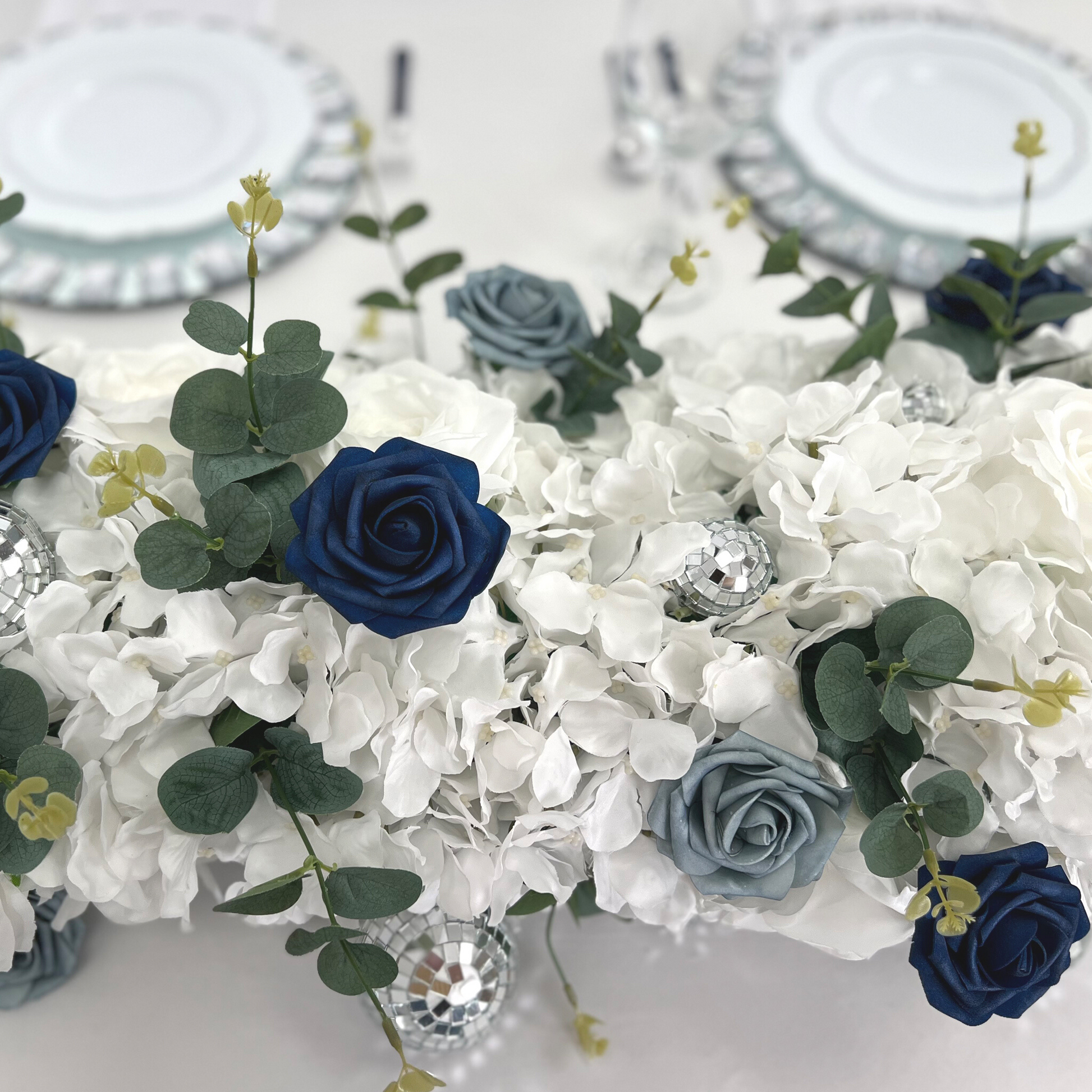 Artificial DIY Foam Rose Stems (50 pcs) - Navy Blue