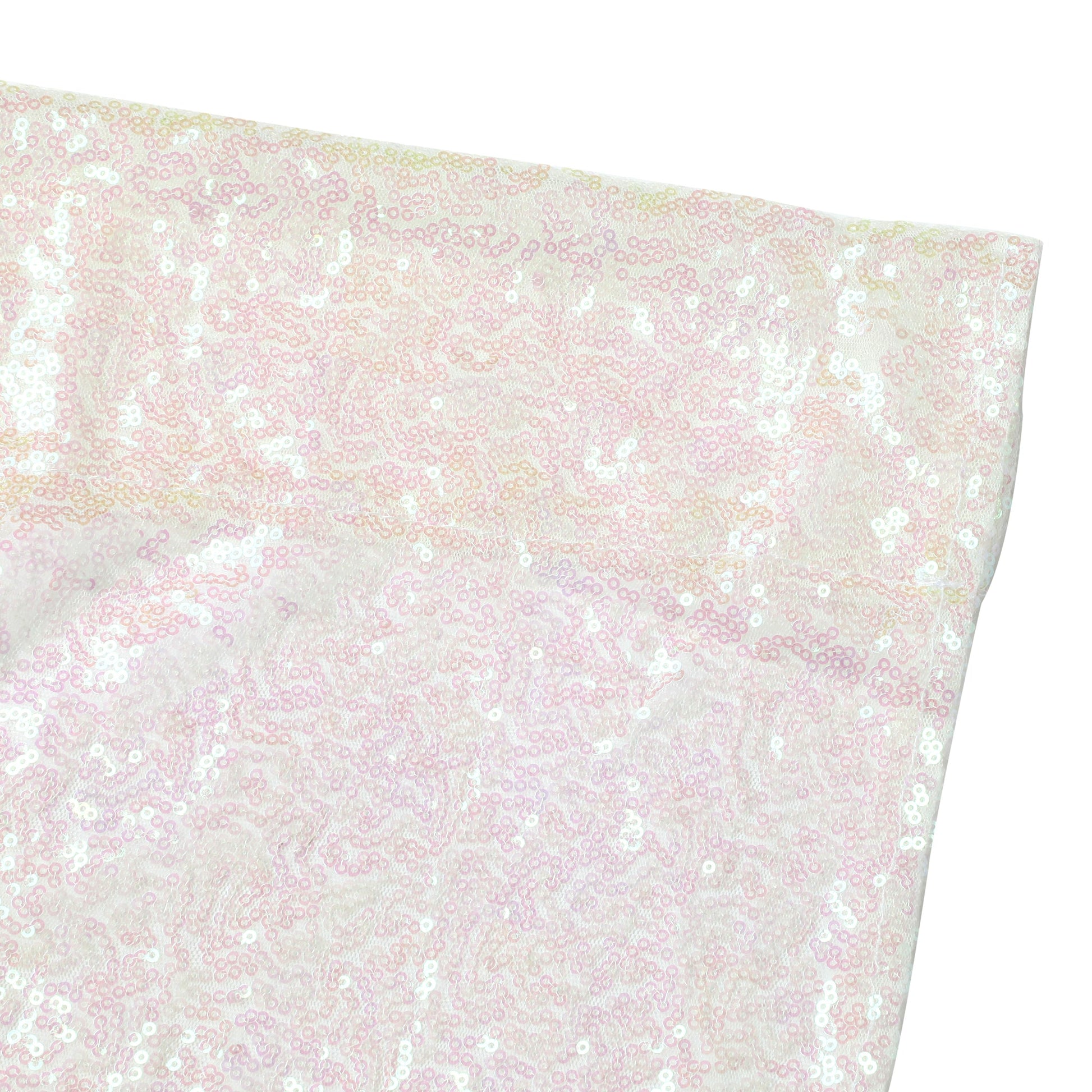 Glitz Sequin Mesh Net 12ft H x 52" W Drape/Backdrop panel - Iridescent White