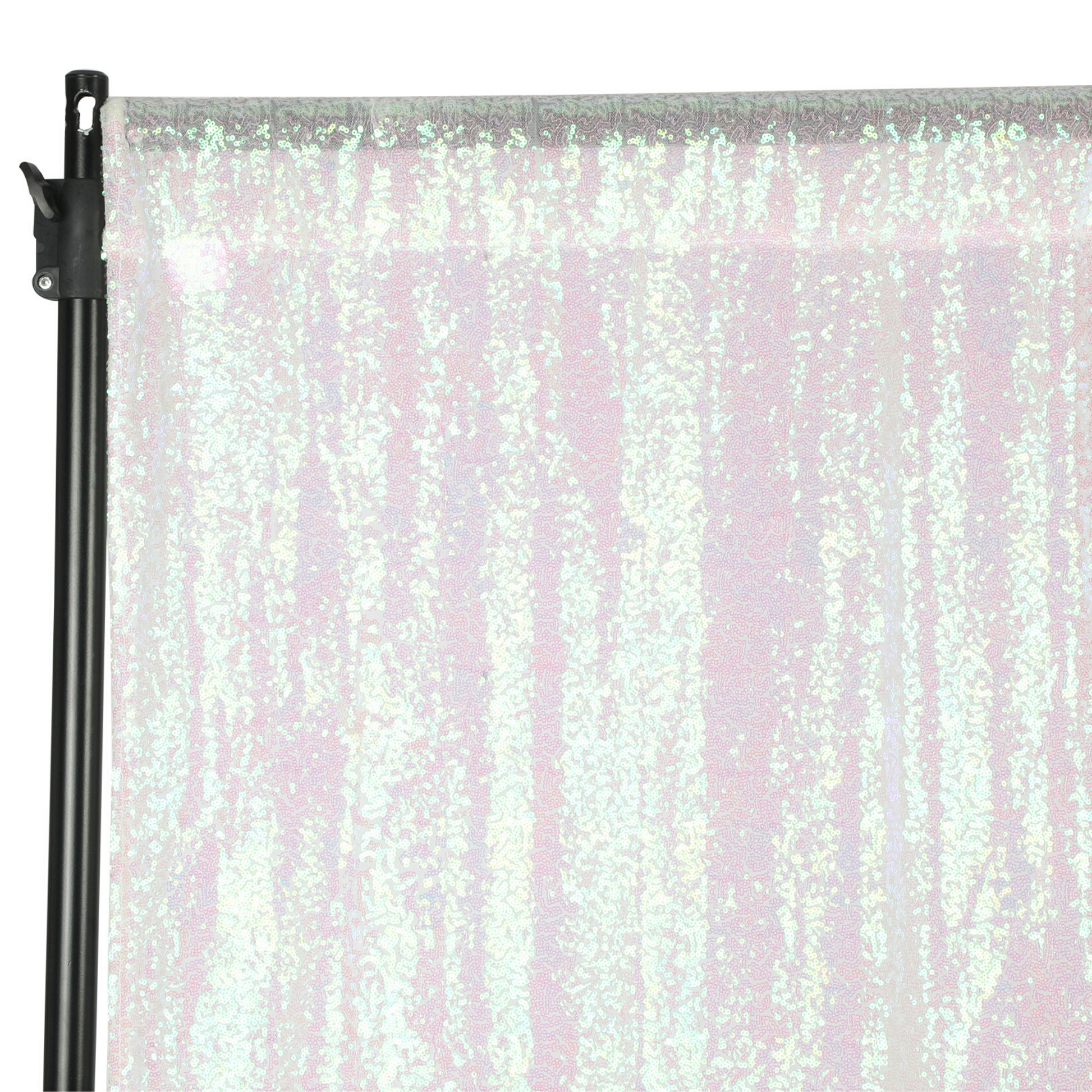 Glitz Sequin Mesh Net 10ft H x 52" W Drape/Backdrop panel - Iridescent White