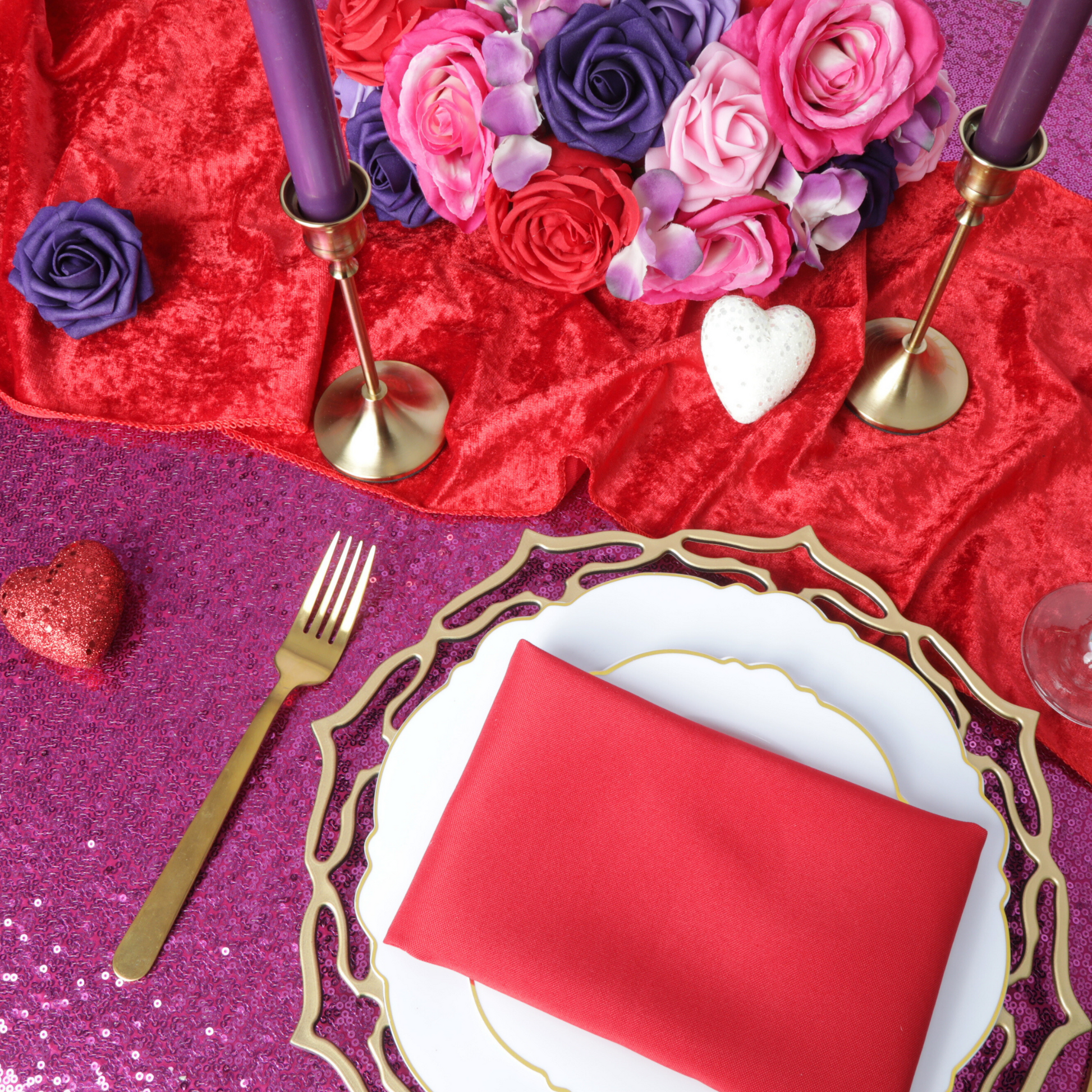 Glitz Sequin 90"x132" Rectangular Tablecloth - Magenta