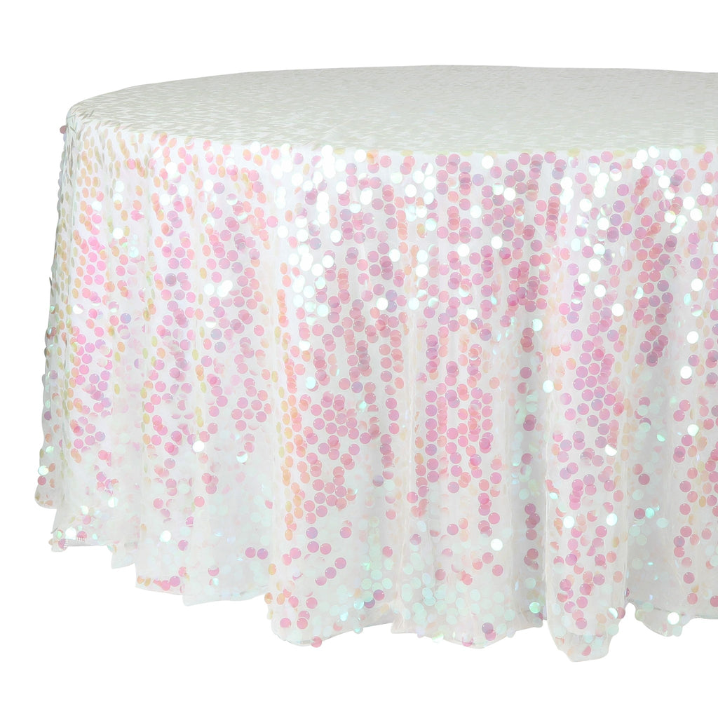 Large Payette Sequin Round 120" Tablecloth - Iridescent Pink