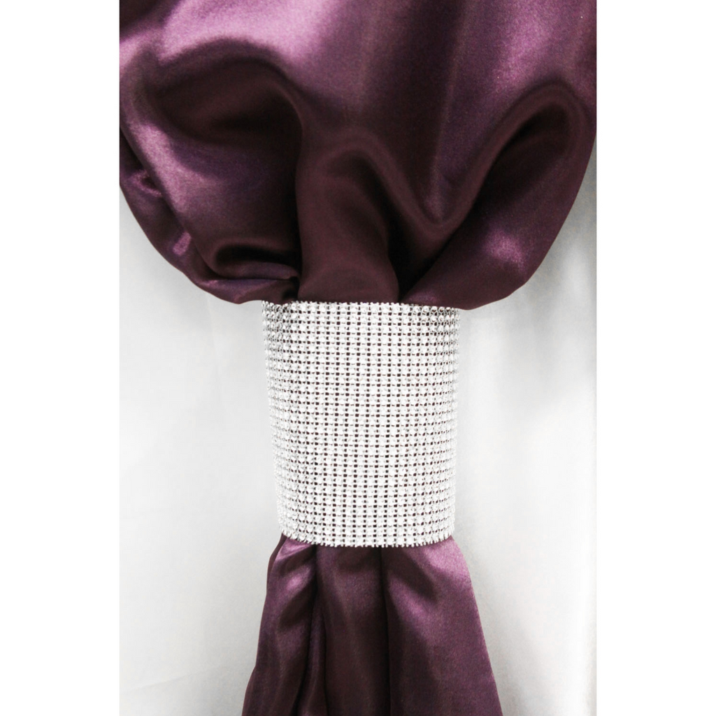 4 pc/pk Large Rhinestone Velcro Drape Sash Clip - Silver - CV Linens
