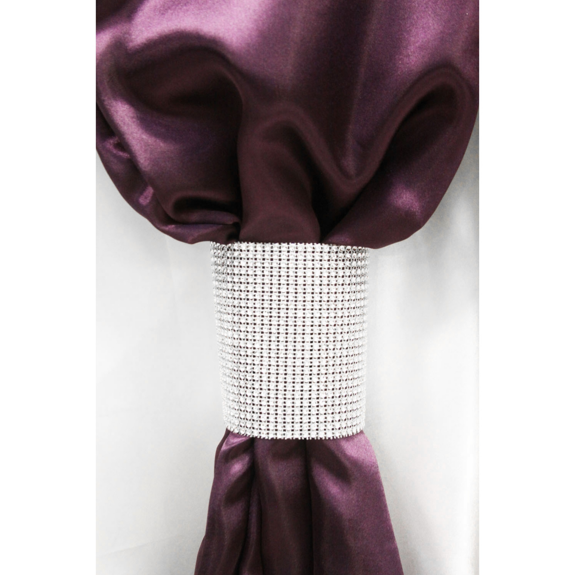 4 pc/pk Large Rhinestone Velcro Drape Sash Clip - Silver - CV Linens