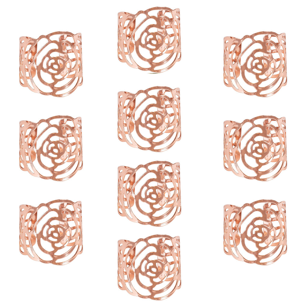 10 pc/pk Laser Cut Rose Metal Napkin Ring - Blush/Rose Gold