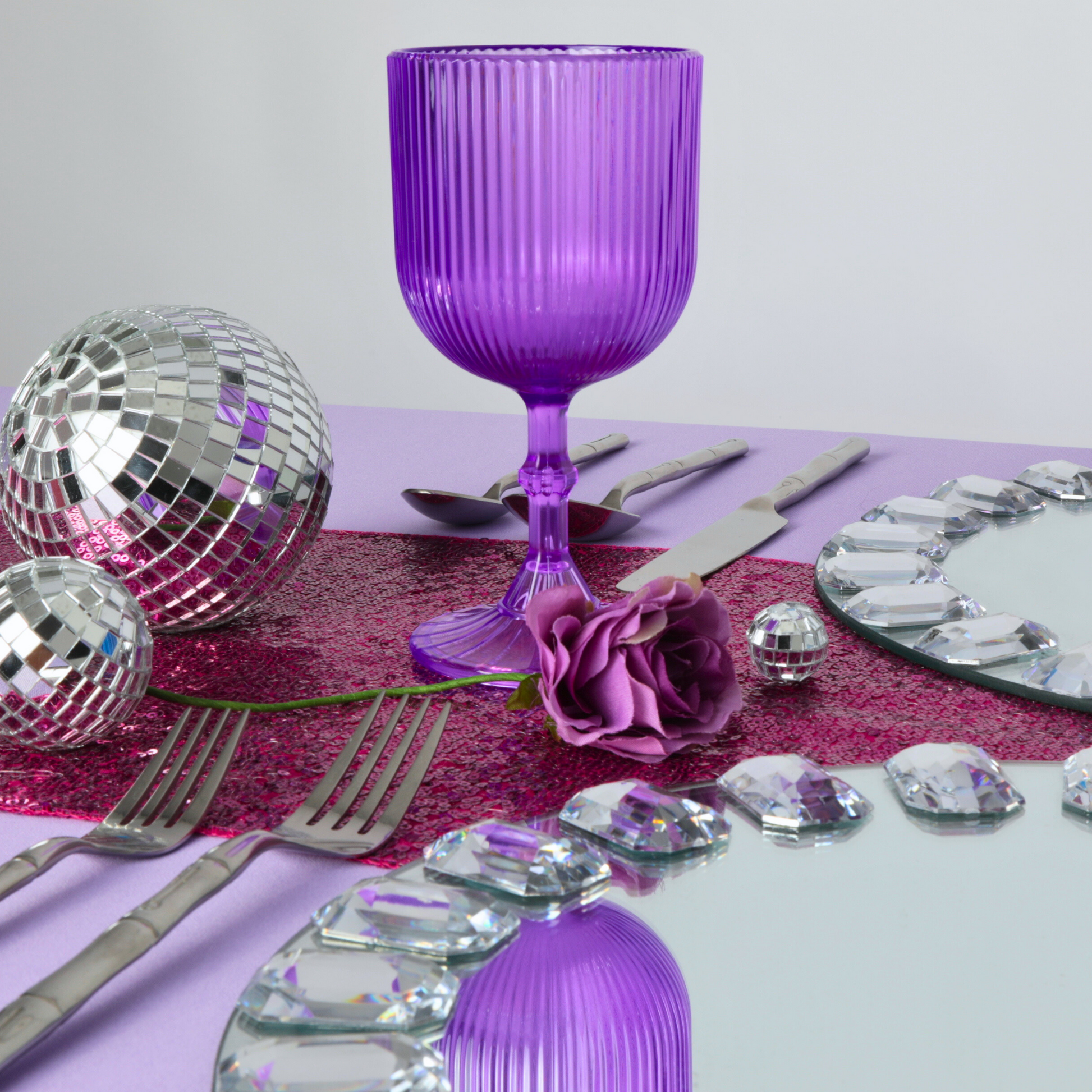 Lavender Acrylic 11oz Wine Goblets Ripple Design (6 pcs/pk)