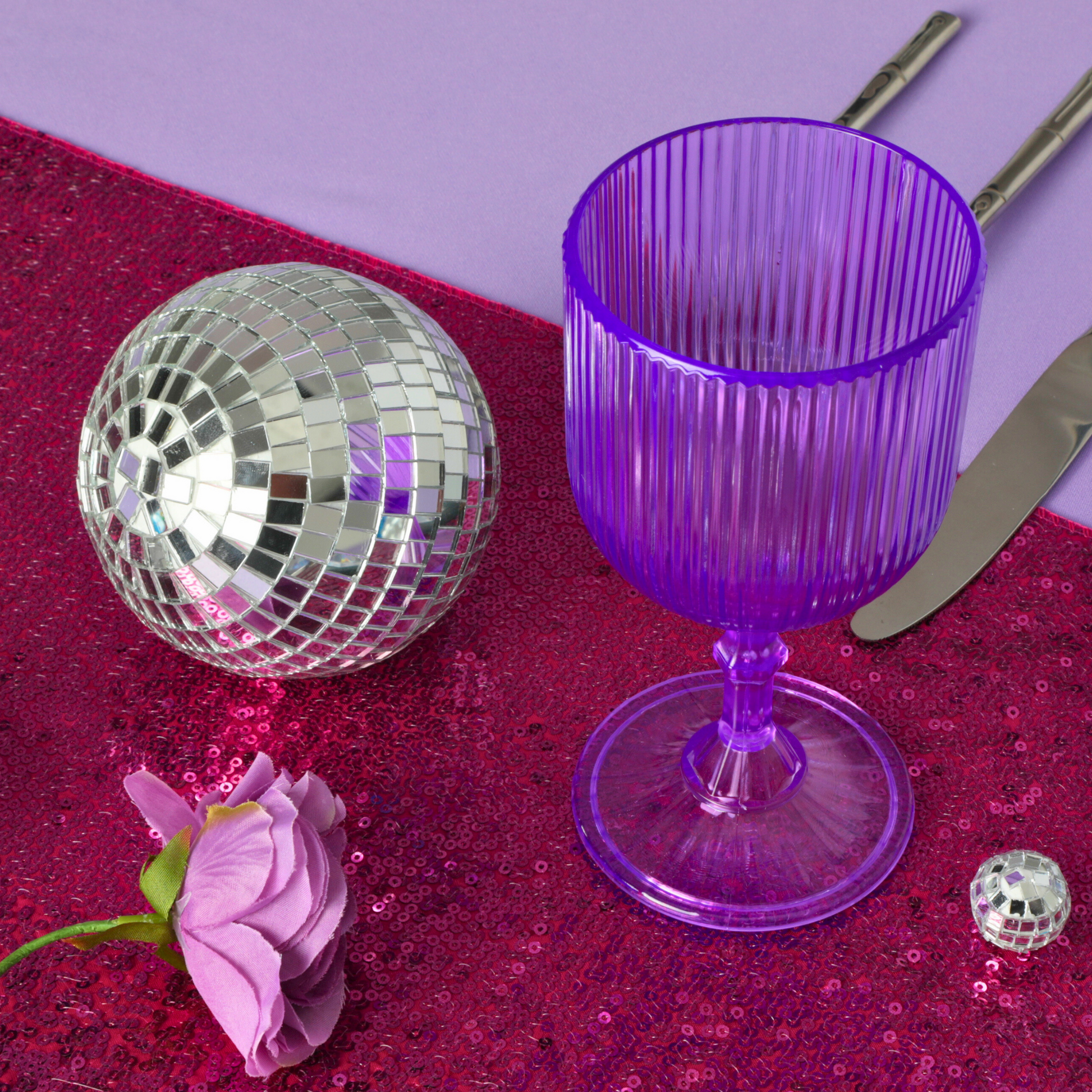 Lavender Acrylic 11oz Wine Goblets Ripple Design (6 pcs/pk)
