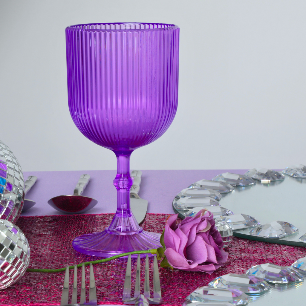 Lavender Acrylic 11oz Wine Goblets Ripple Design (6 pcs/pk)