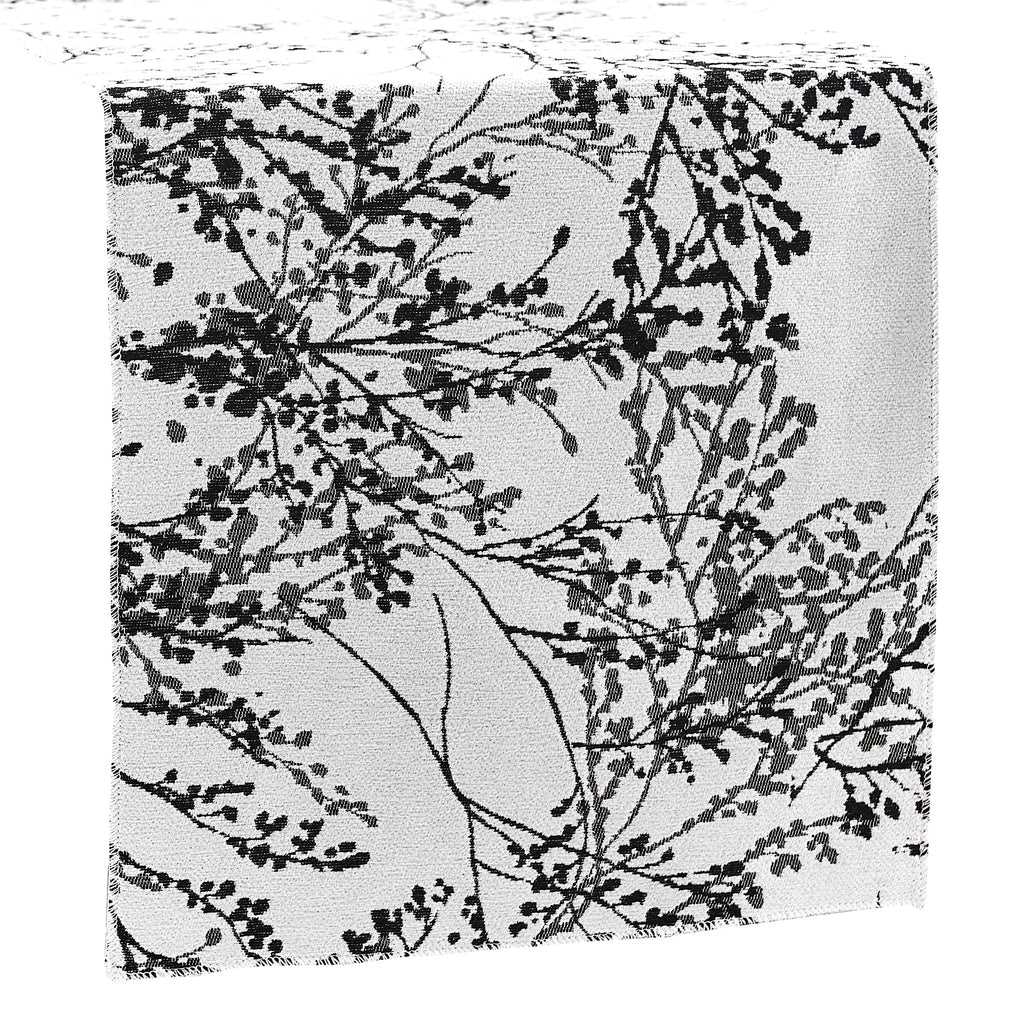 Leaf Branch Reversible Jacquard Table Runner - Black
