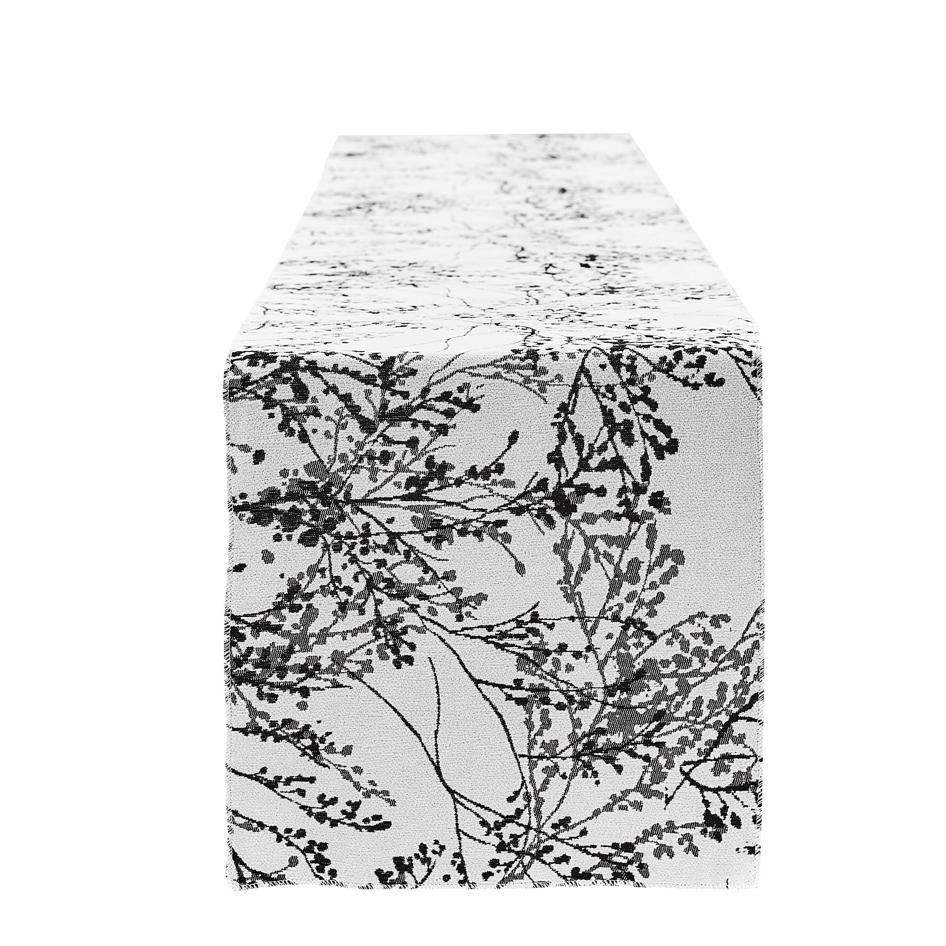 Leaf Branch Reversible Jacquard Table Runner - Black