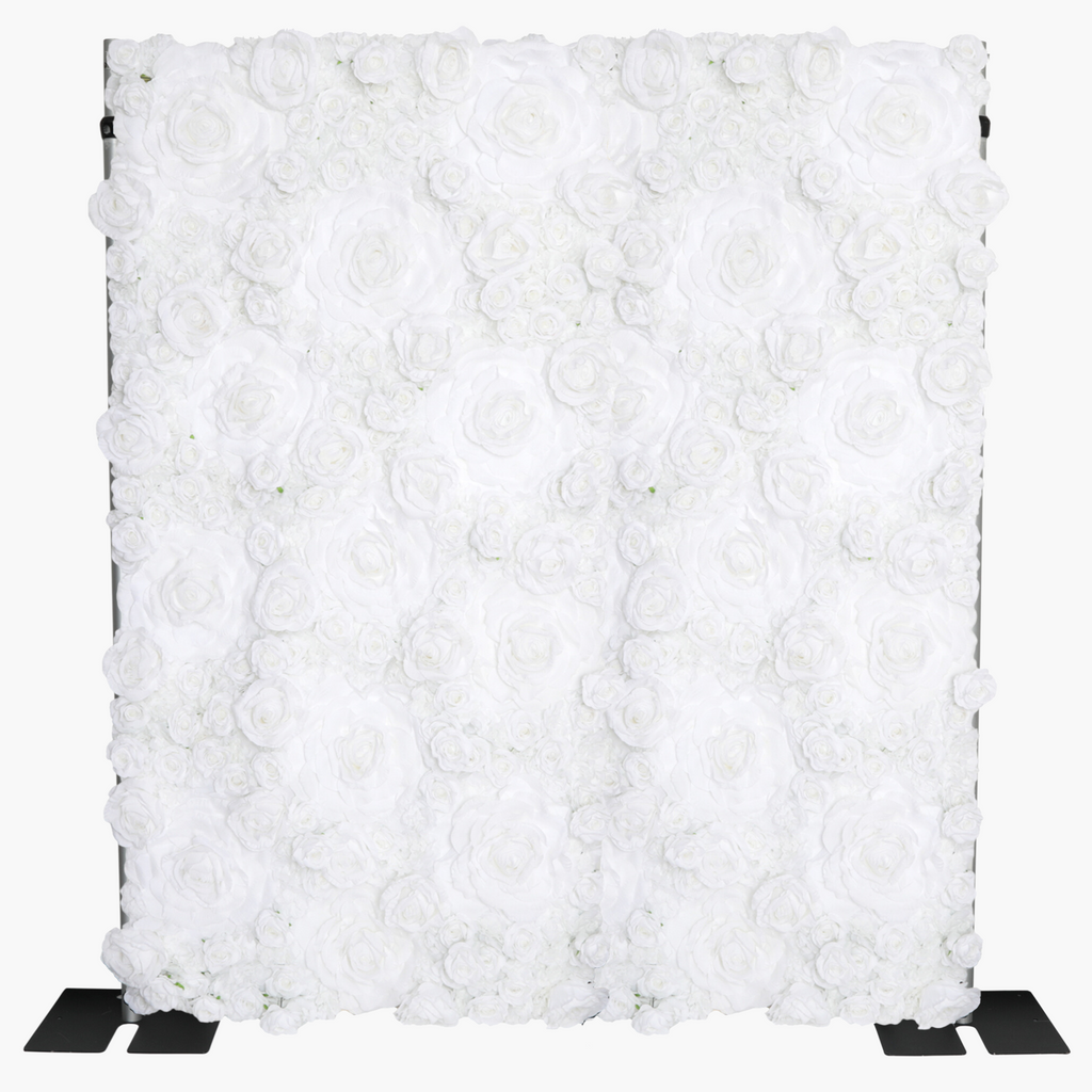 Luxe Roll Up Flower Wall Backdrop 8ft x 4ft - White