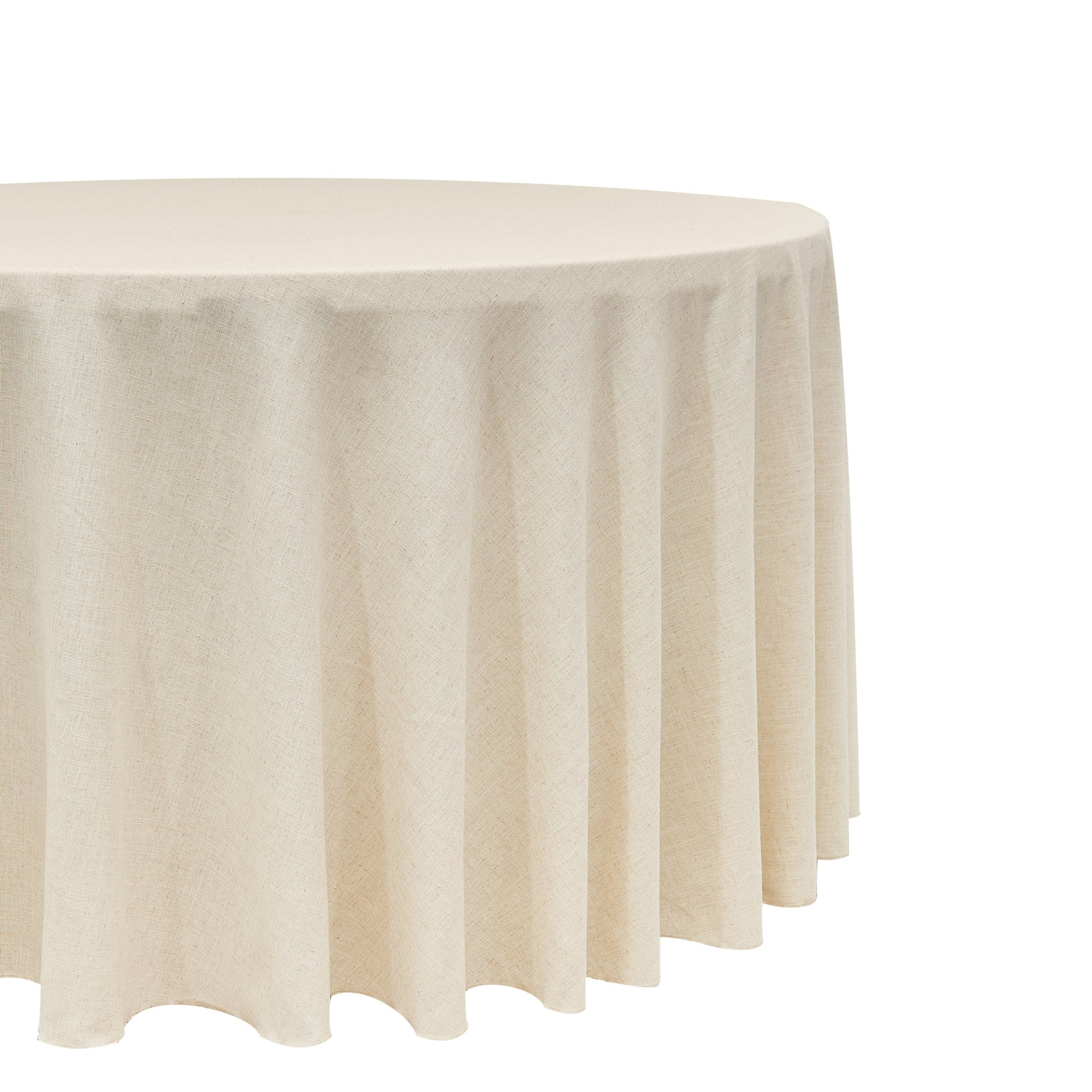 120" Round Premium Linen-Look Panama Weave Tablecloth - Ivory