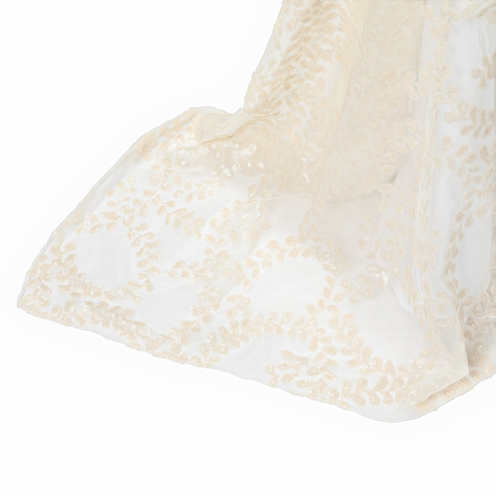 Sequin Vine Tablecloth Overlay 90"x156" Rectangle - Light Ivory/Off White