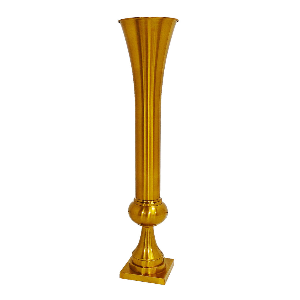 Set of 2 Metal Trumpet Centerpiece Vases - Gold