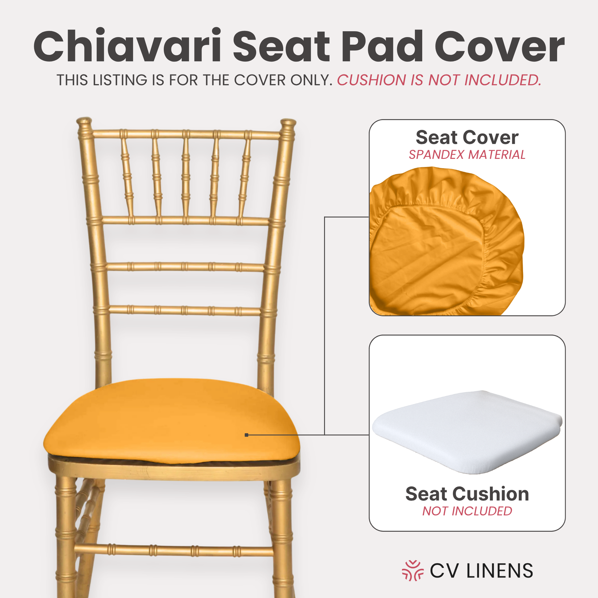 5 pcs/pk Spandex Chiavari Seat Pad Cover - Canary Yellow