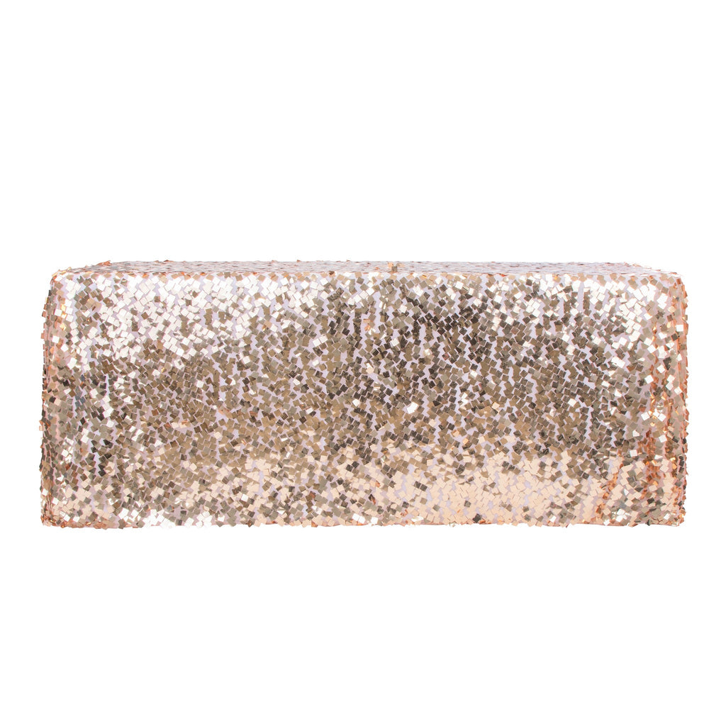 Square Payette Sequin Tablecloth 90"x156" Rectangular - Blush/Rose Gold